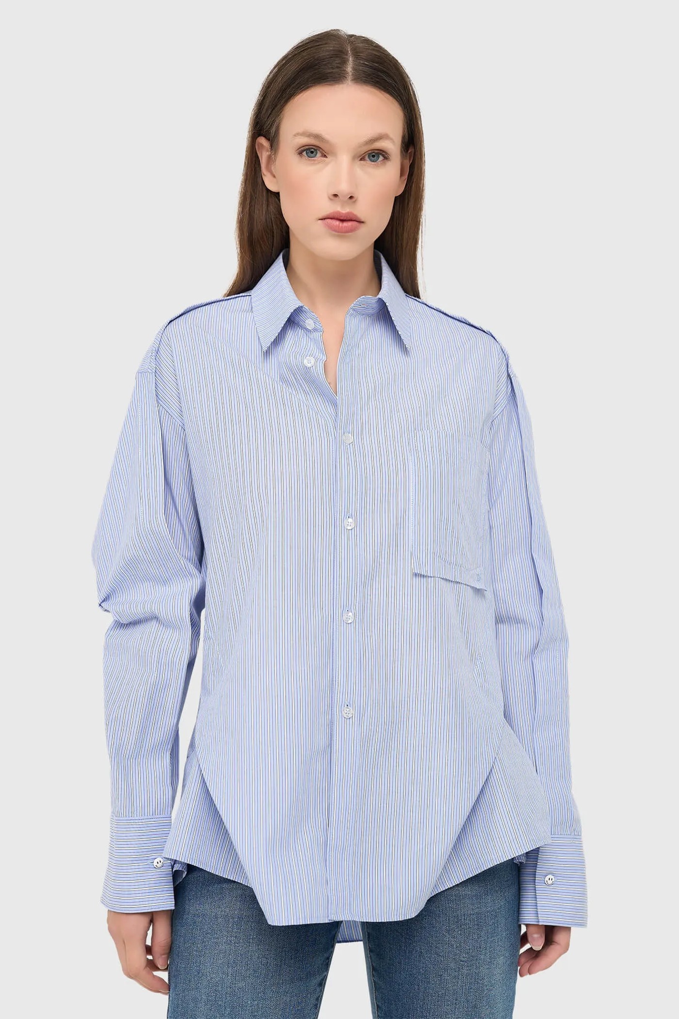 Blauwe Gestreepte Dames Blouse Phil