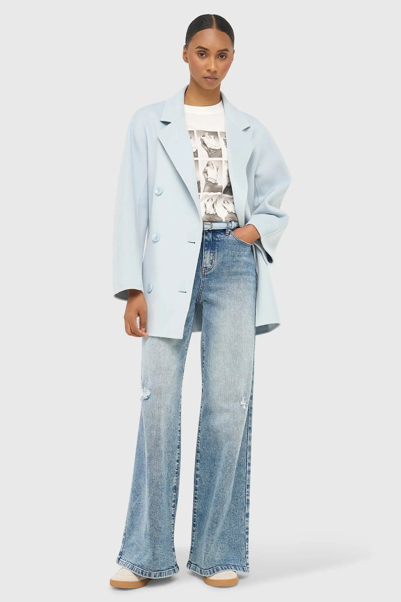 Cashmere Caban Jas Dames Double Face Kennedy Blauw