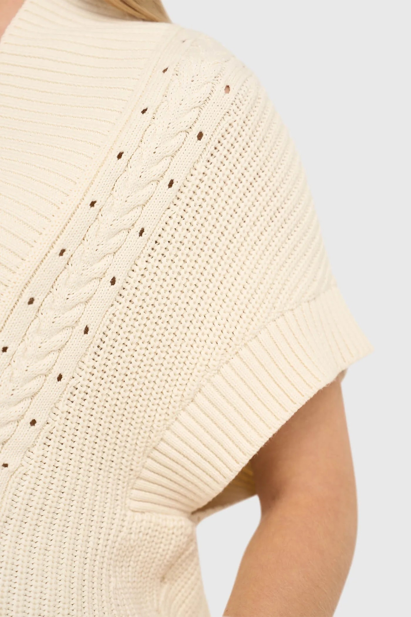 Katoenen Spencer Vest Kabel Dames Viggo Off White