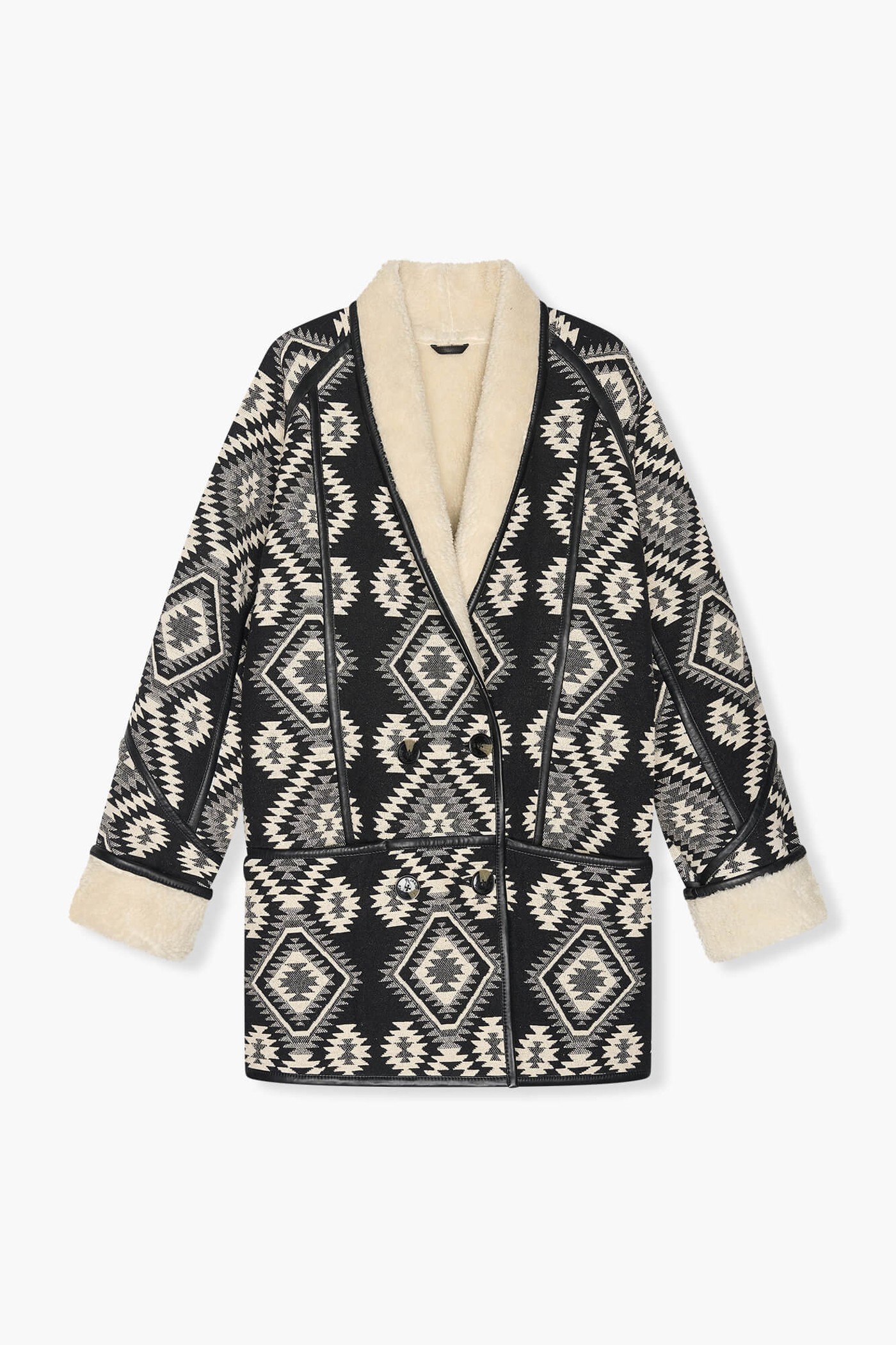 Jas Dames Zwart Creme Raf Jacquard Aztec