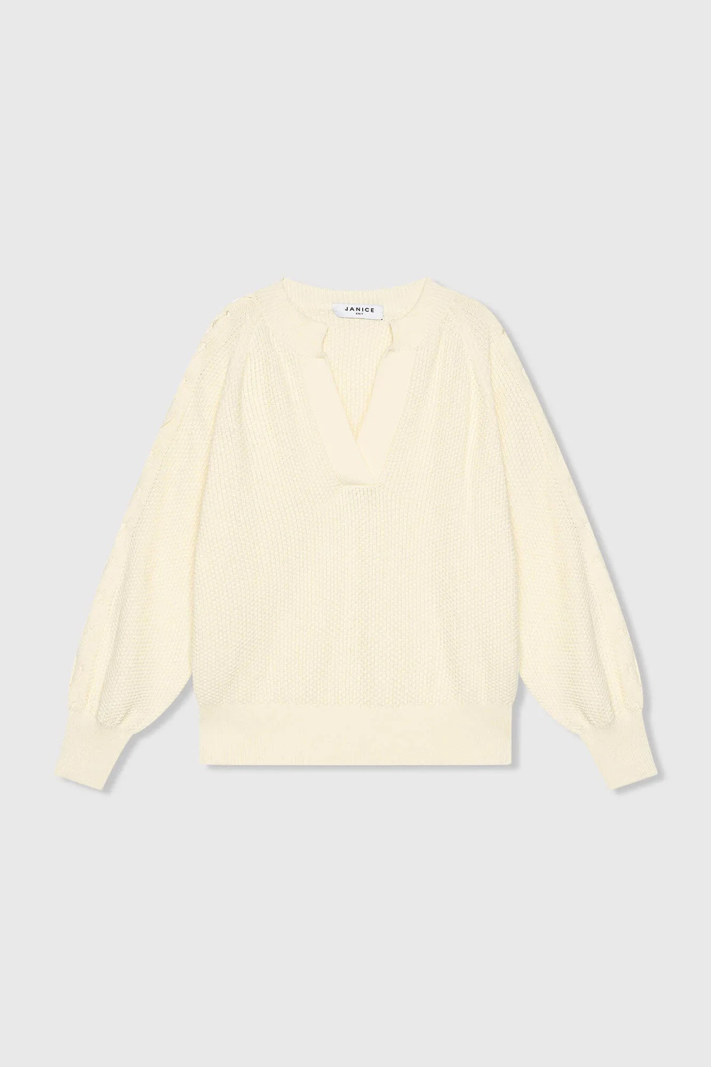 Katoenen Dames Trui Veters Mouwen Open Schouders Grove Off White
