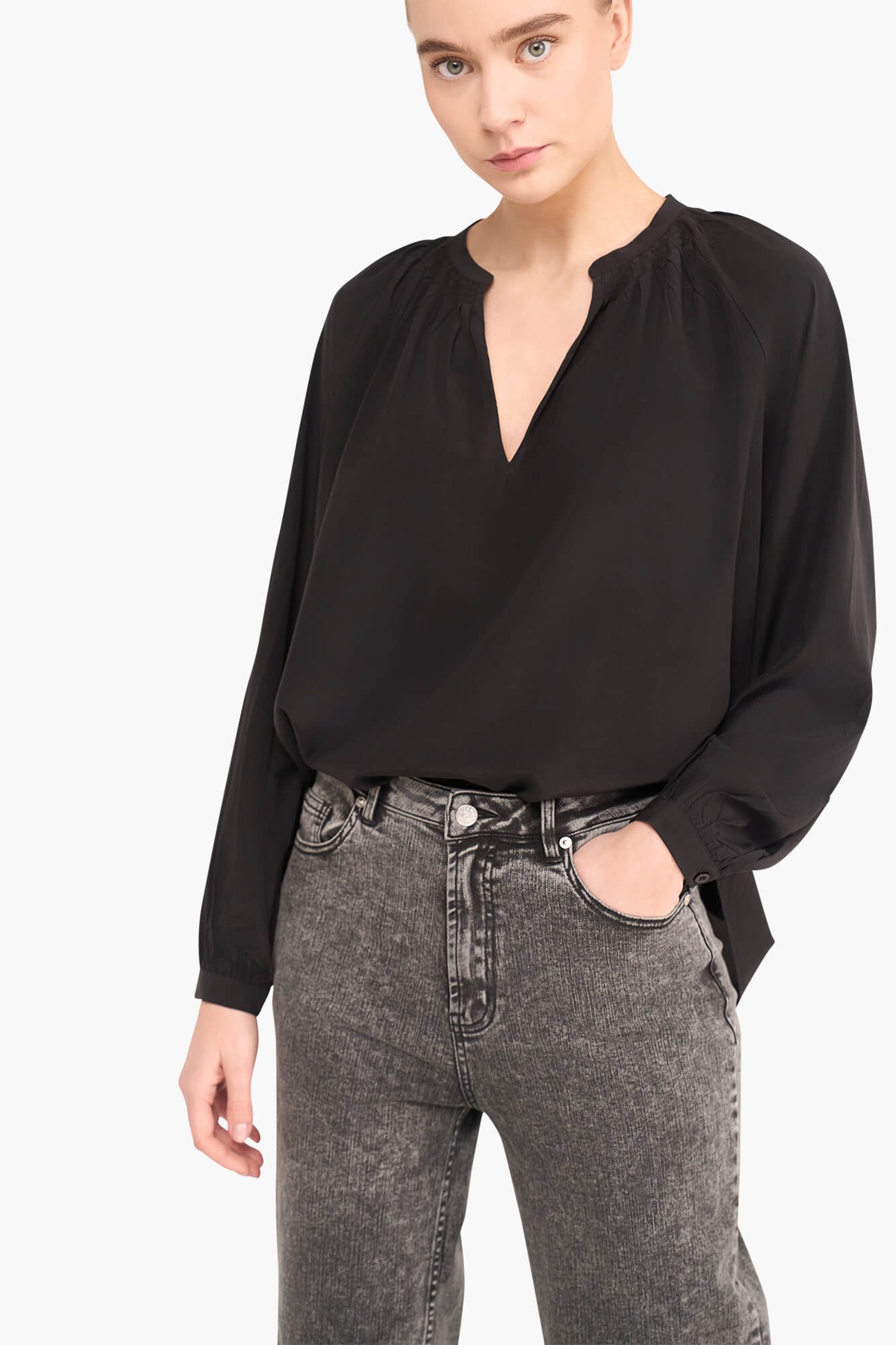 Zijden Dames Blouse Landon Zwart