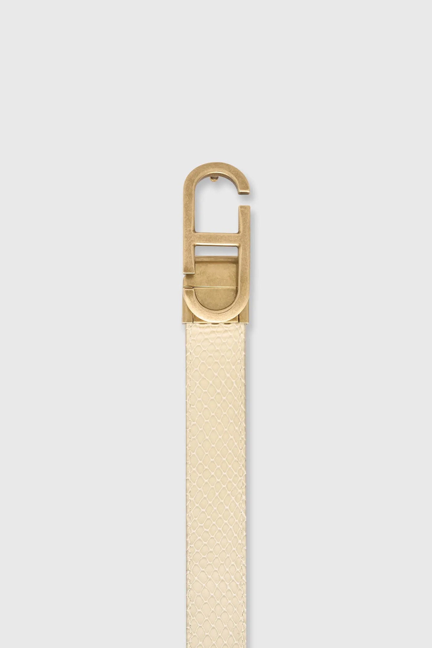 Leren Dames Riem Reversible Off White Creme Brass Trophy Buckle