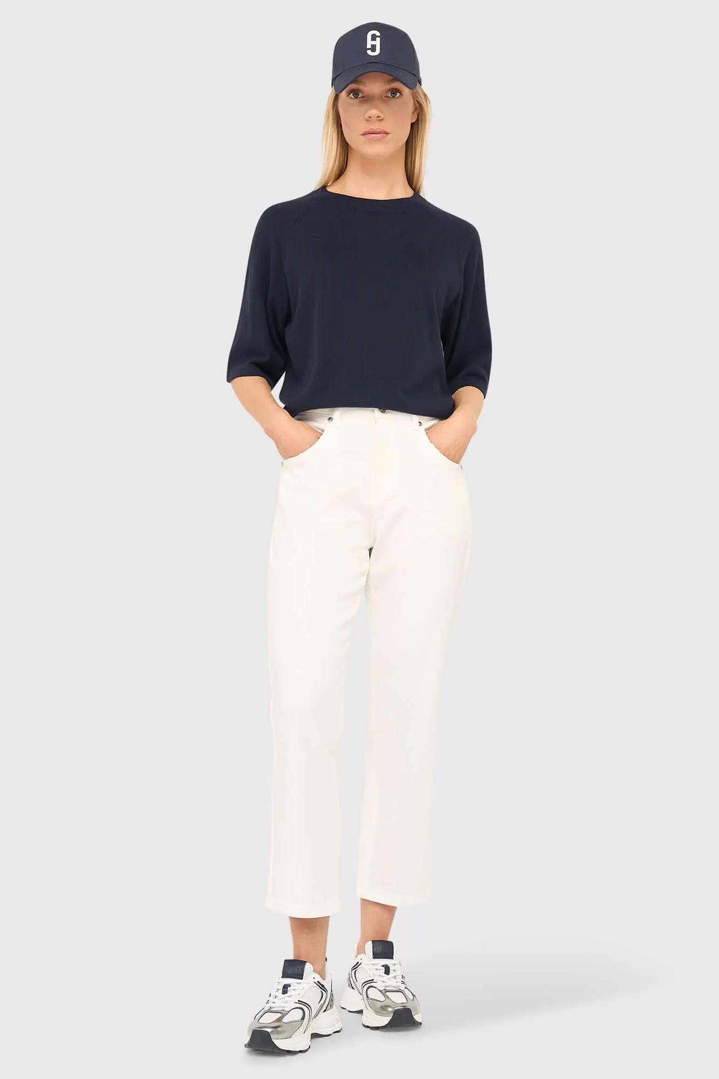 Katoen Cashmere Gebreid Truitje Moss Blauw