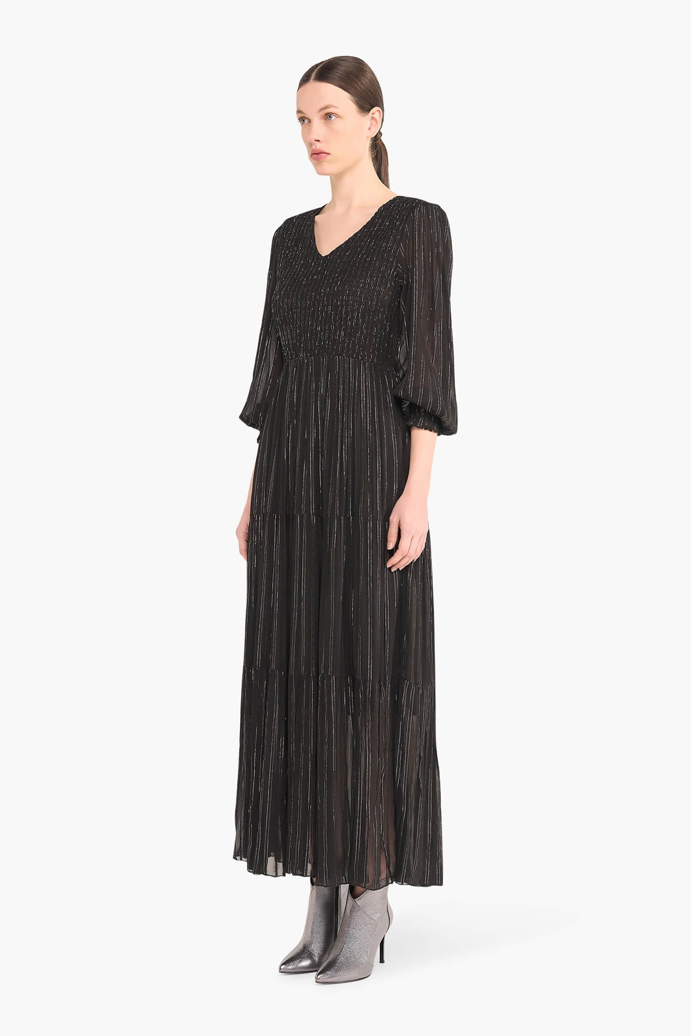 Jurk Lang Lurex Smog Finn Zwart