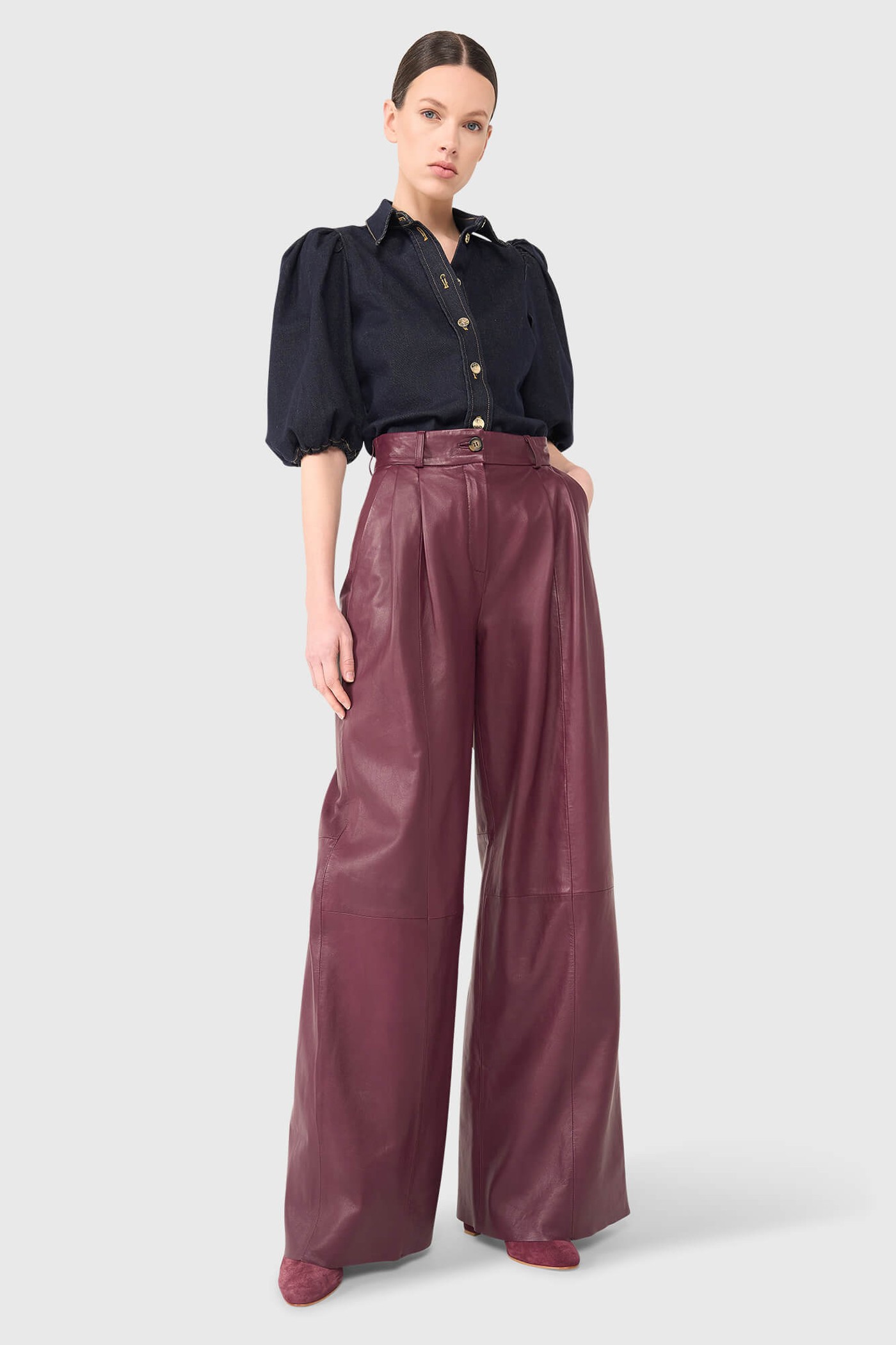 Dollar Burgundy Leer