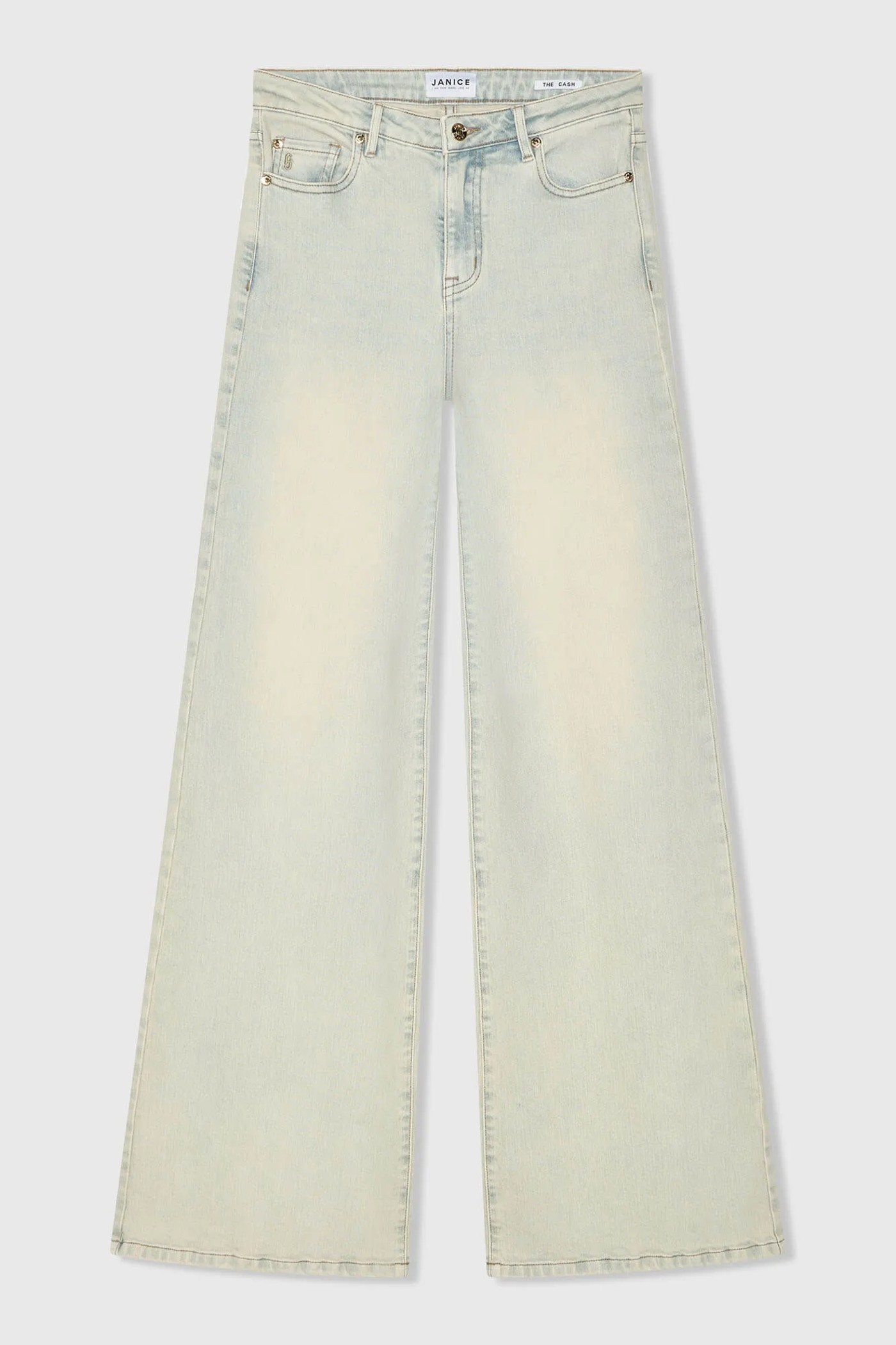 Jeans Dames Wijde Pijp Stretch Mid Rise Stretch Cash Blauw 004