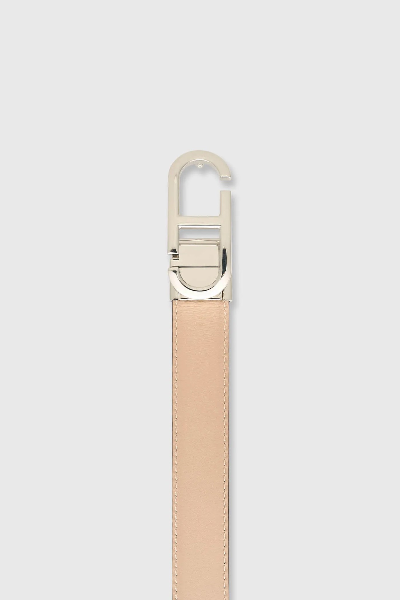Leren Dames Riem Reversible Zwart Taupe Zilver Trophy Buckle