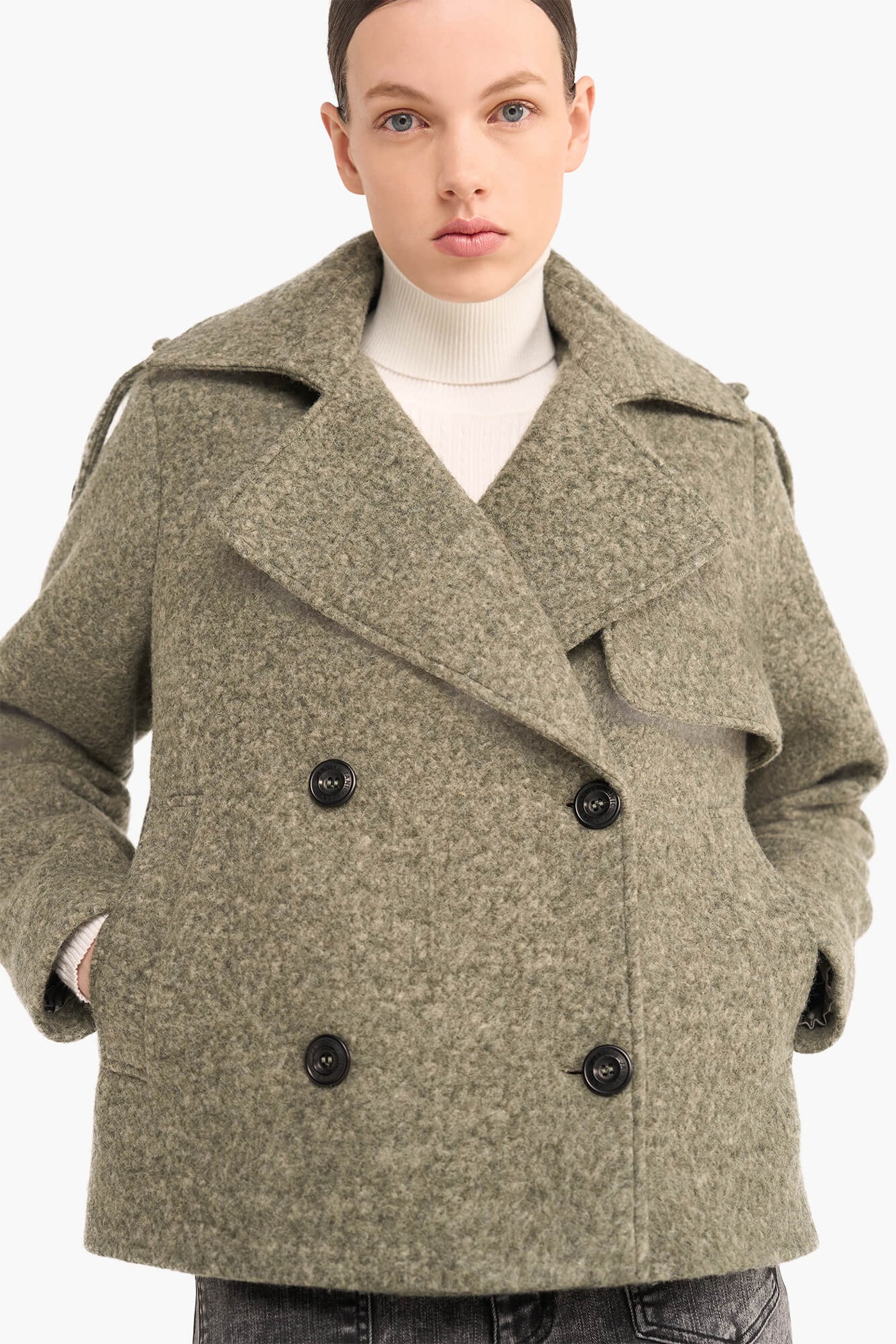 Wollen Jas Dames Kort Jean Groen