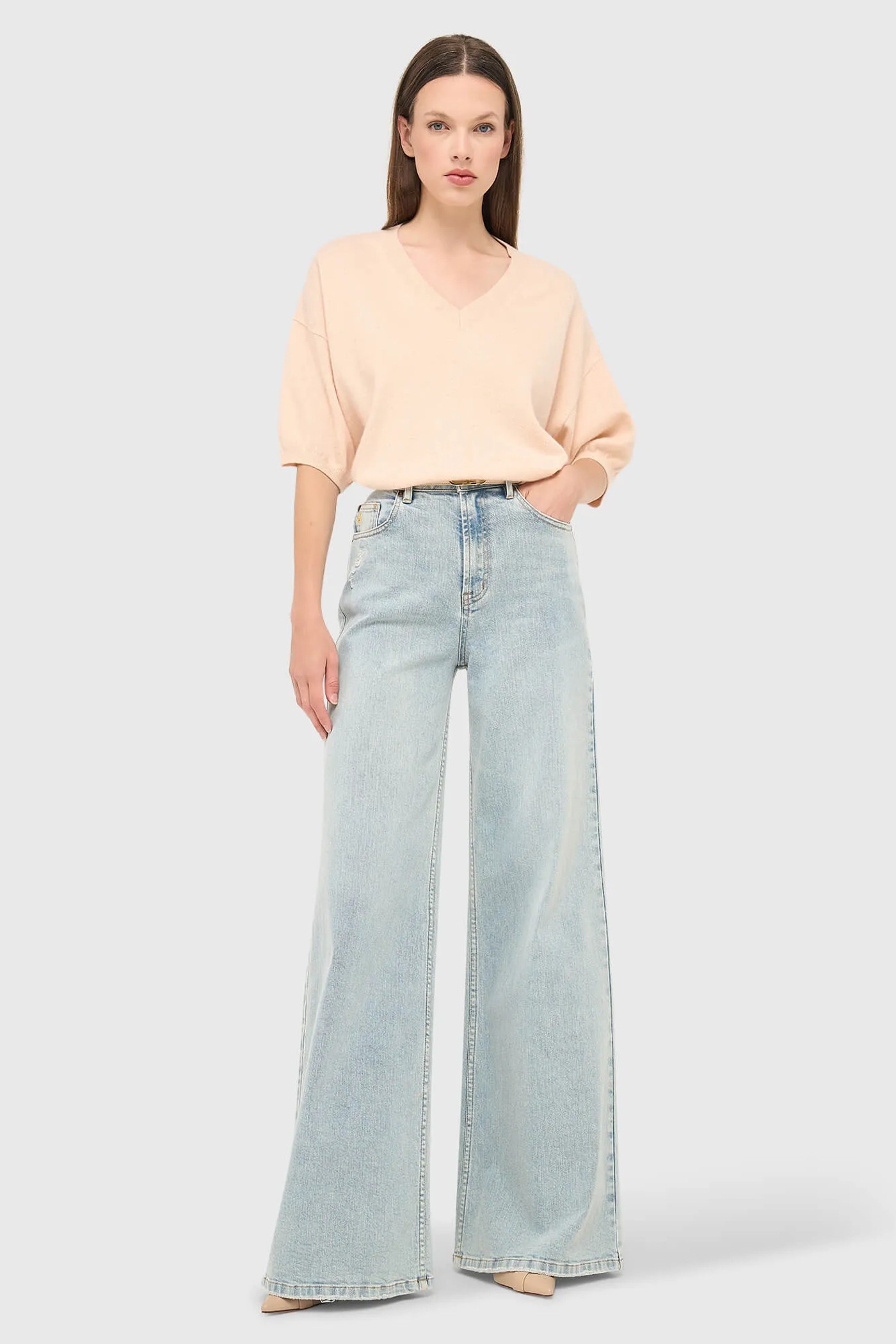 Jeans Dames Wide Leg High Rise Stretch Mason Blauw 565