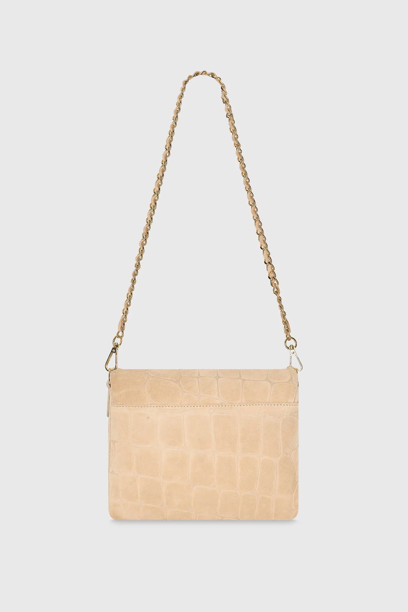 Leren Suede Schoudertas Tas Beige Croco Skylar