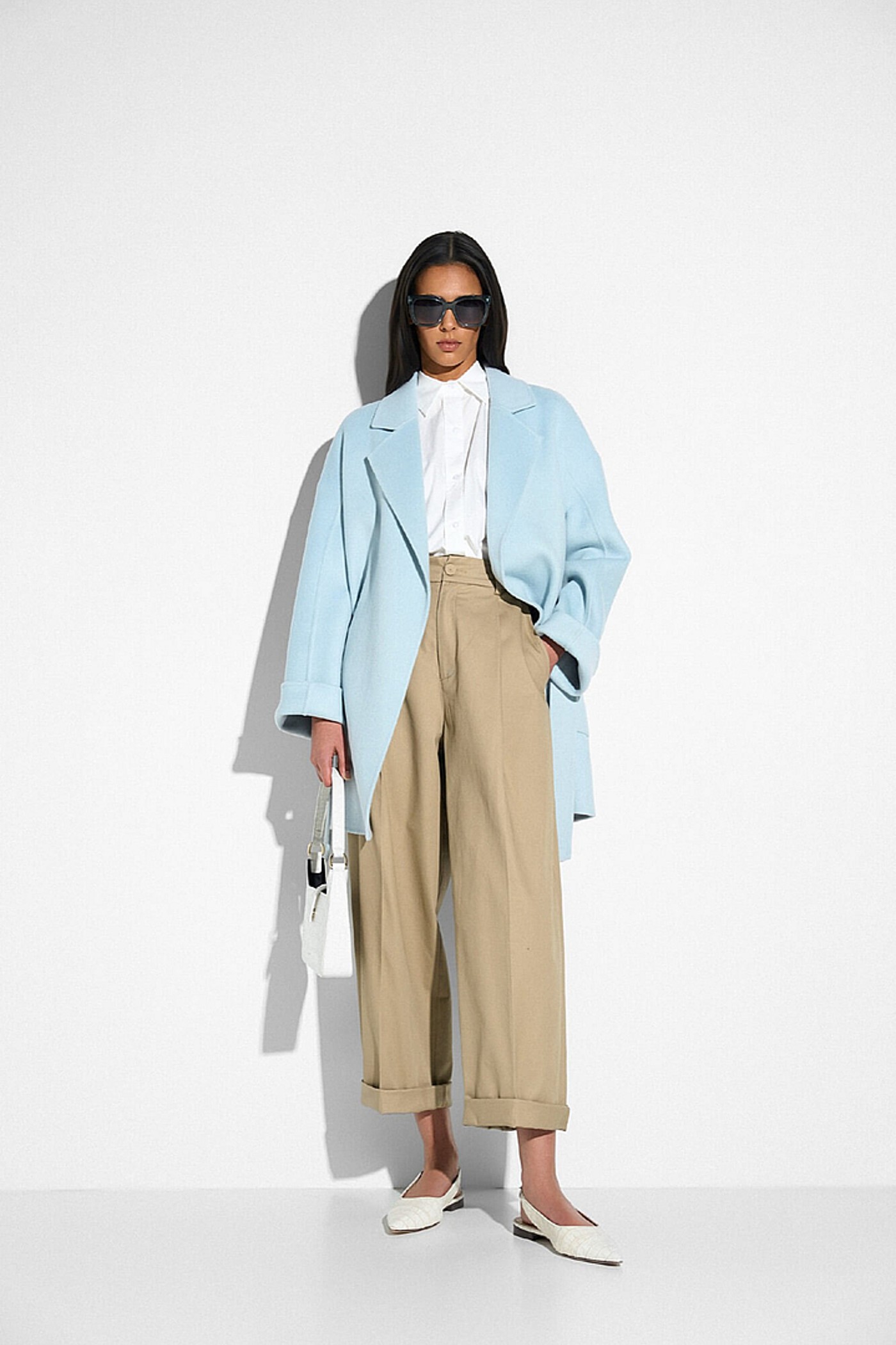 Cashmere Dames Jas Double Face Calvin Blauw