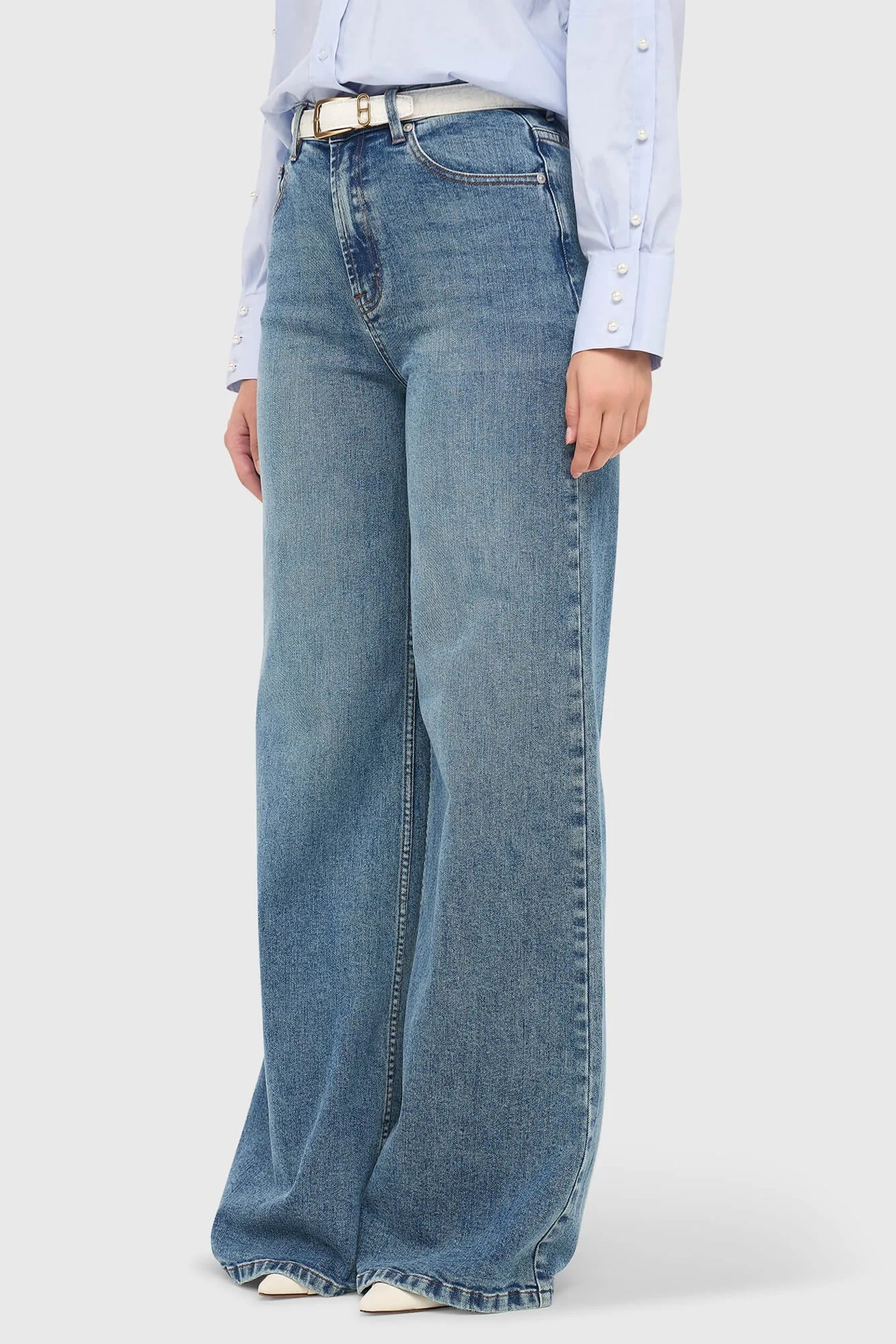 Jeans Dames Wide Leg High Rise Stretch Mason Blauw 932