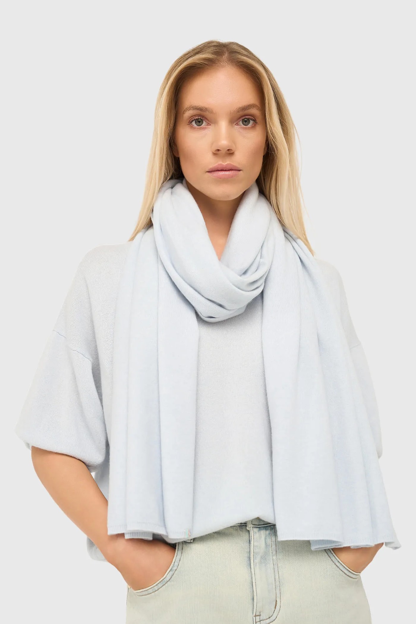 Cashmere Sjaal Dames Santos Licht Blauw