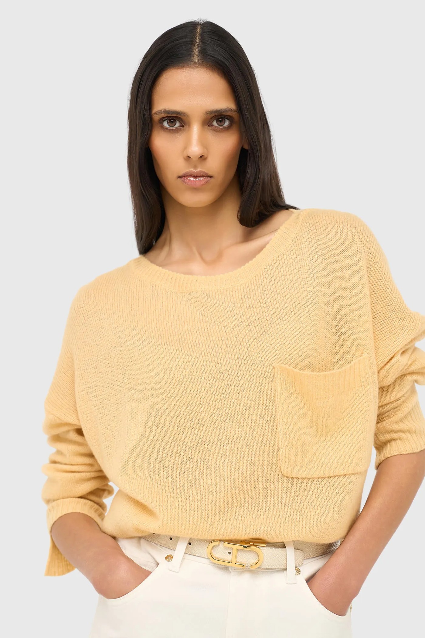 Cashmere Dames Trui Wijde Hals Dayton Geel