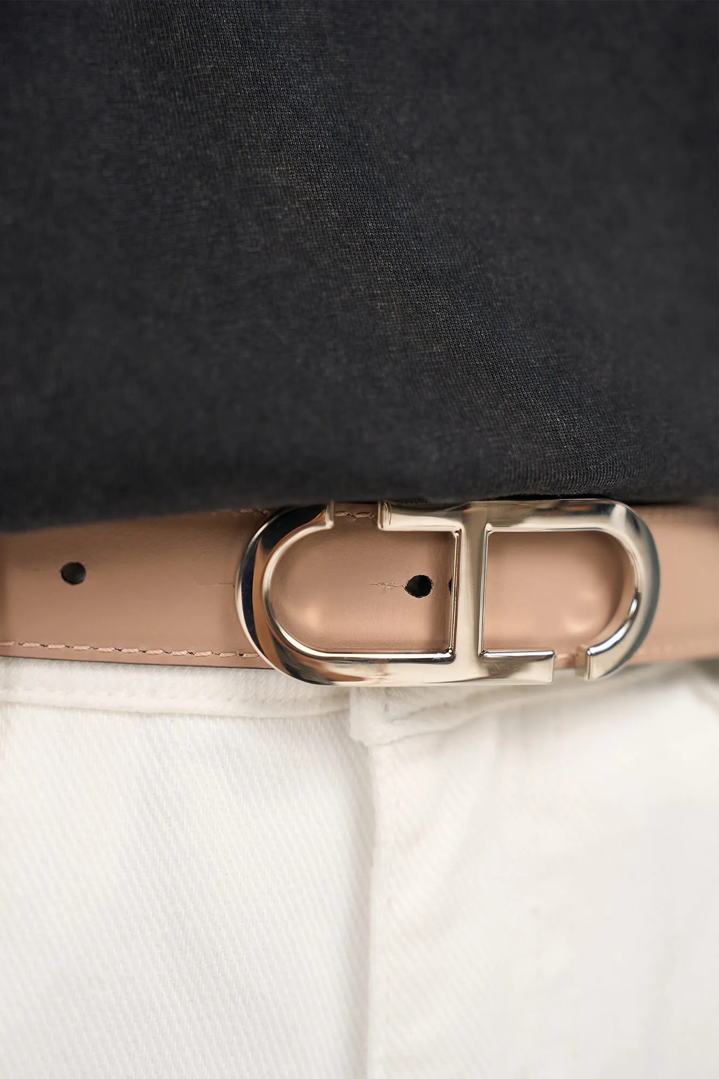 Leren Dames Riem Reversible Zwart Taupe Zilver Trophy Buckle