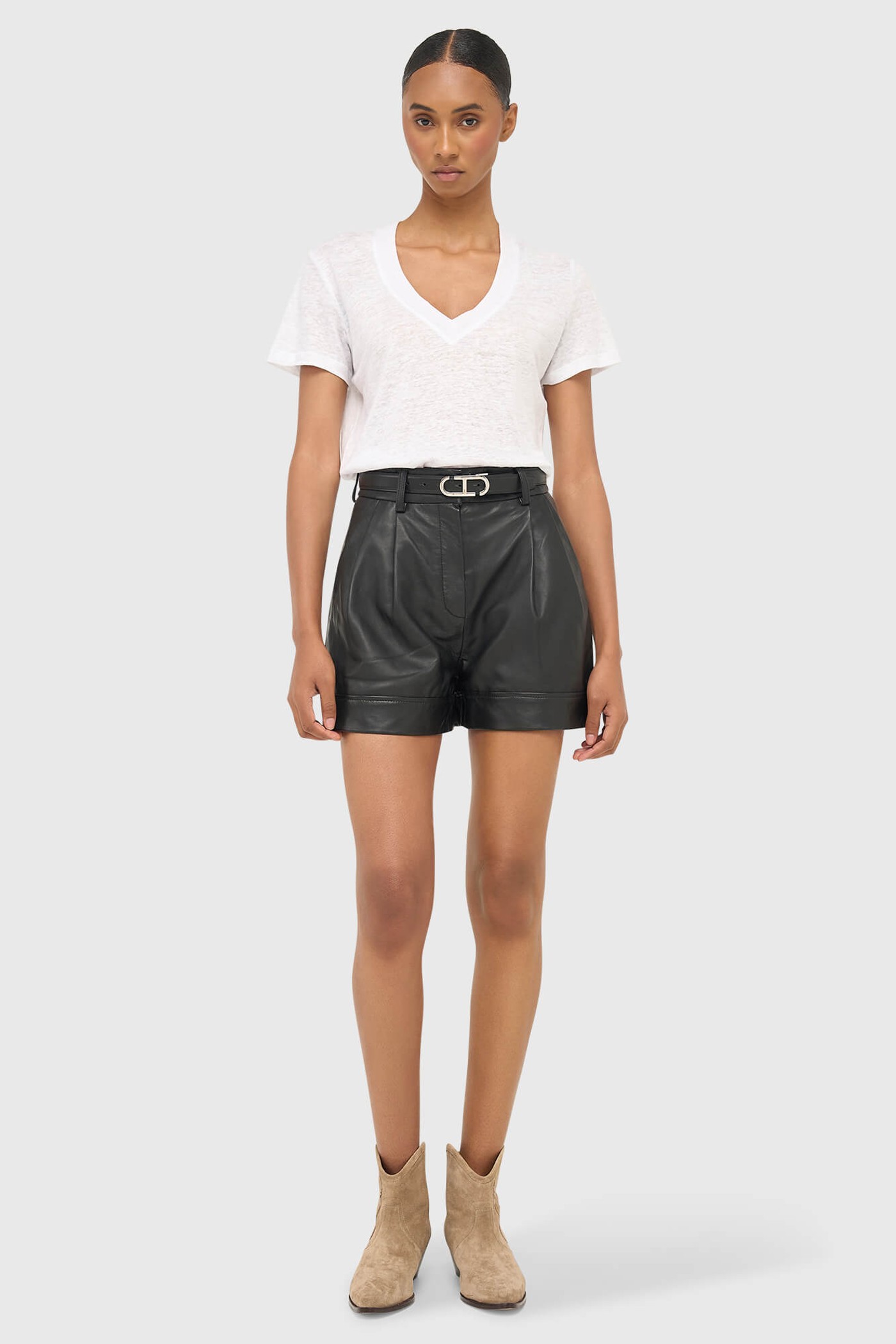 Shortje Dames Leer Arthur Zwart