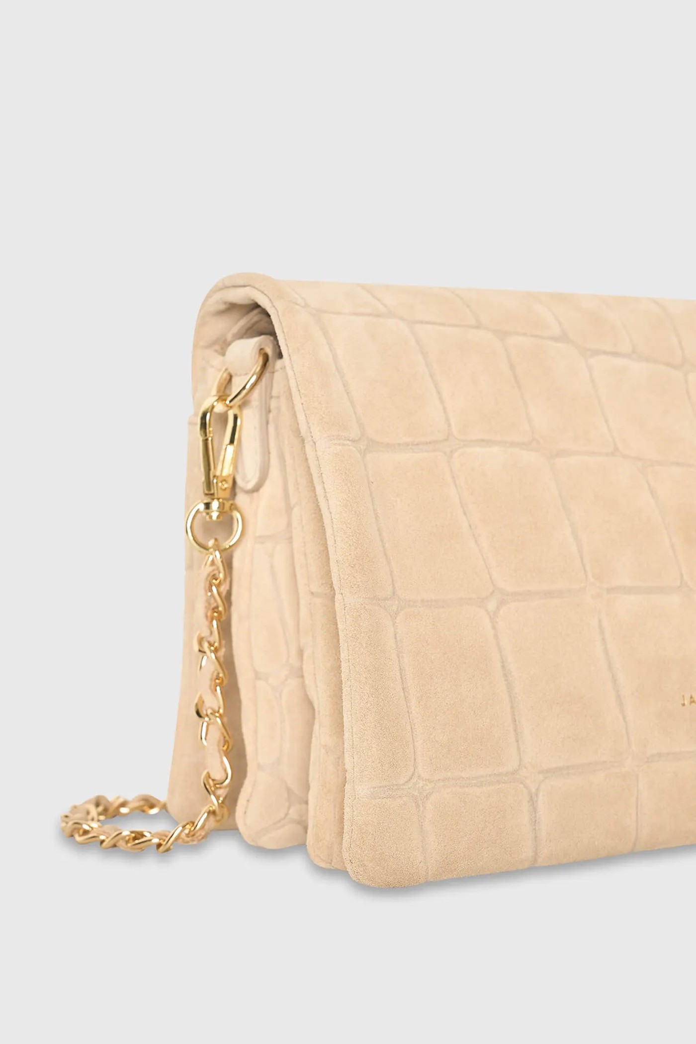 Leren Suede Schoudertas Tas Beige Croco Skylar