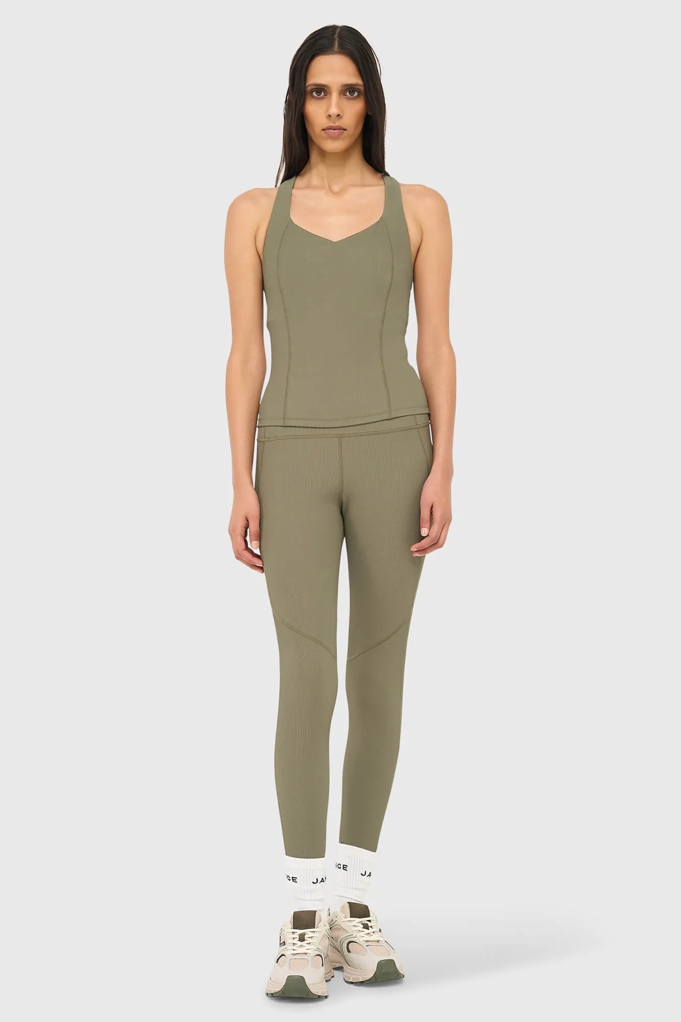 Legging Dames Sport Active Wear Ye Groen Rib