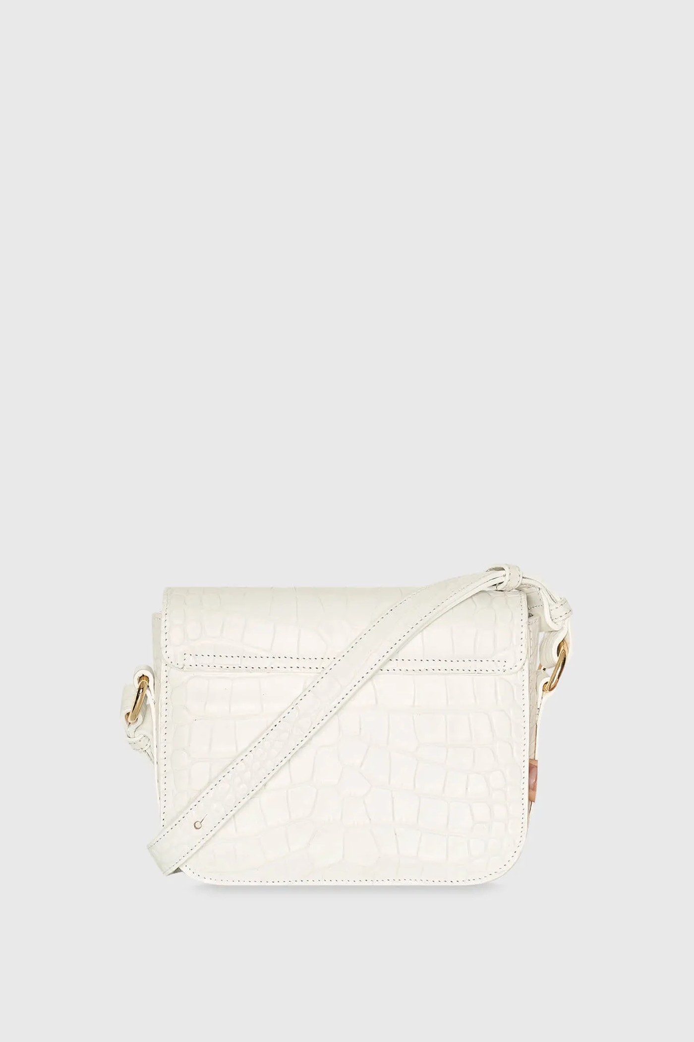 Leren Dames Tas Elias Croco Off White