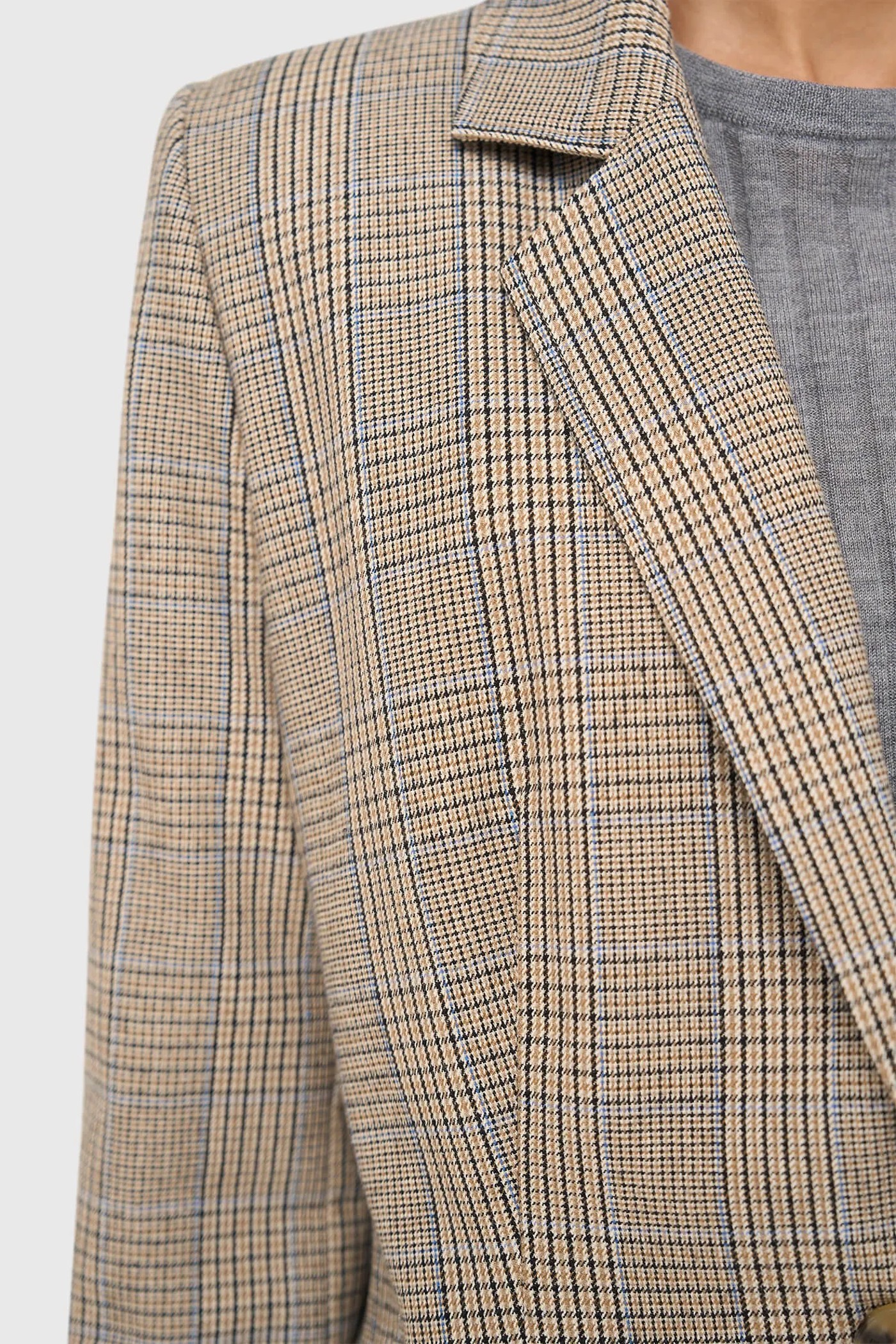 Blazer Dames Kort Ruit Stan Beige