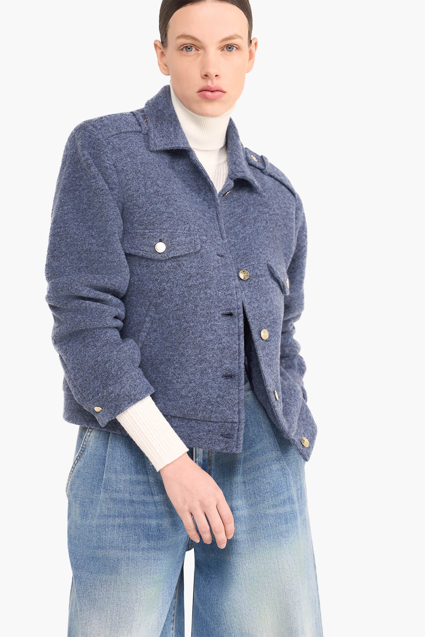 Wollen Dames Jas Kort Gregory Blauw