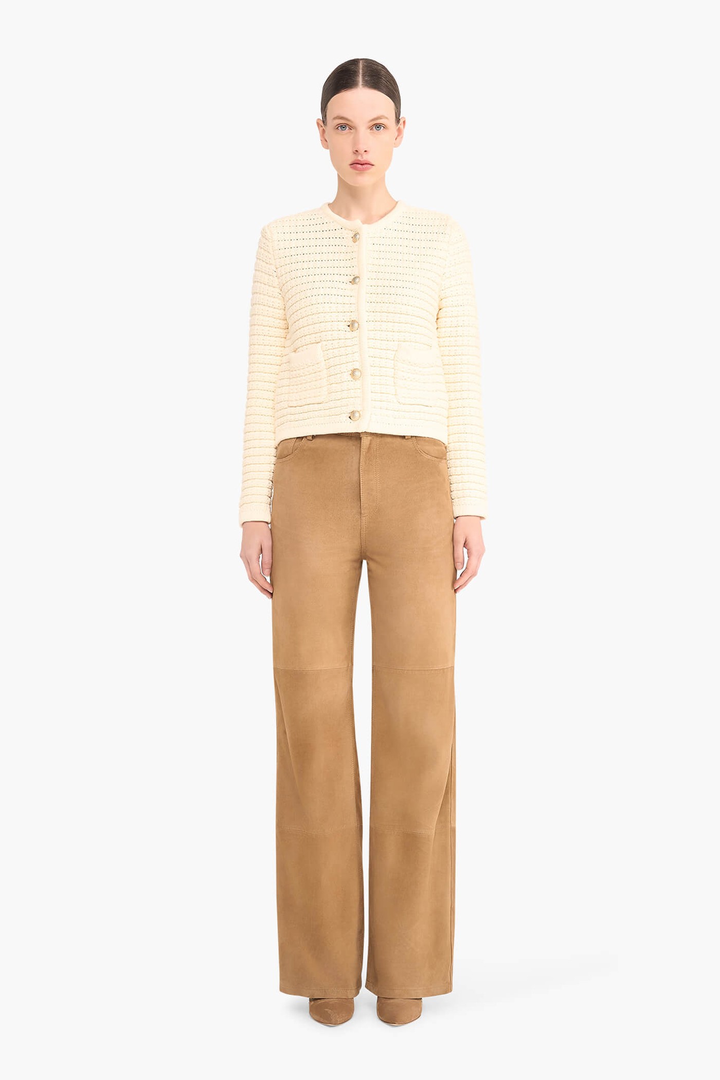 VEST GEBREID KATOEN KNOPEN JIMM ROOM WIT