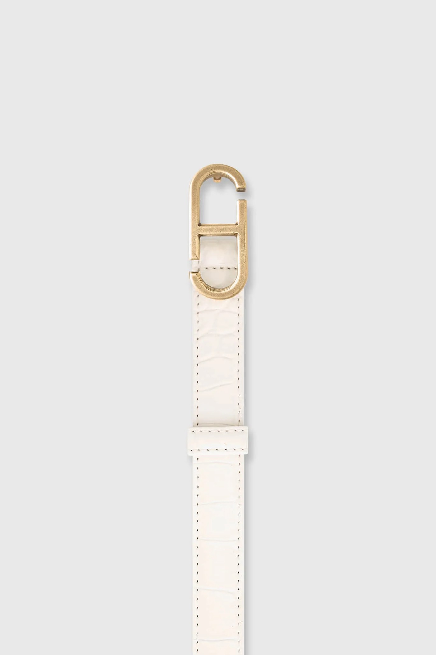 Leren Riem Dames Trophy Off White Croco Brass Buckle