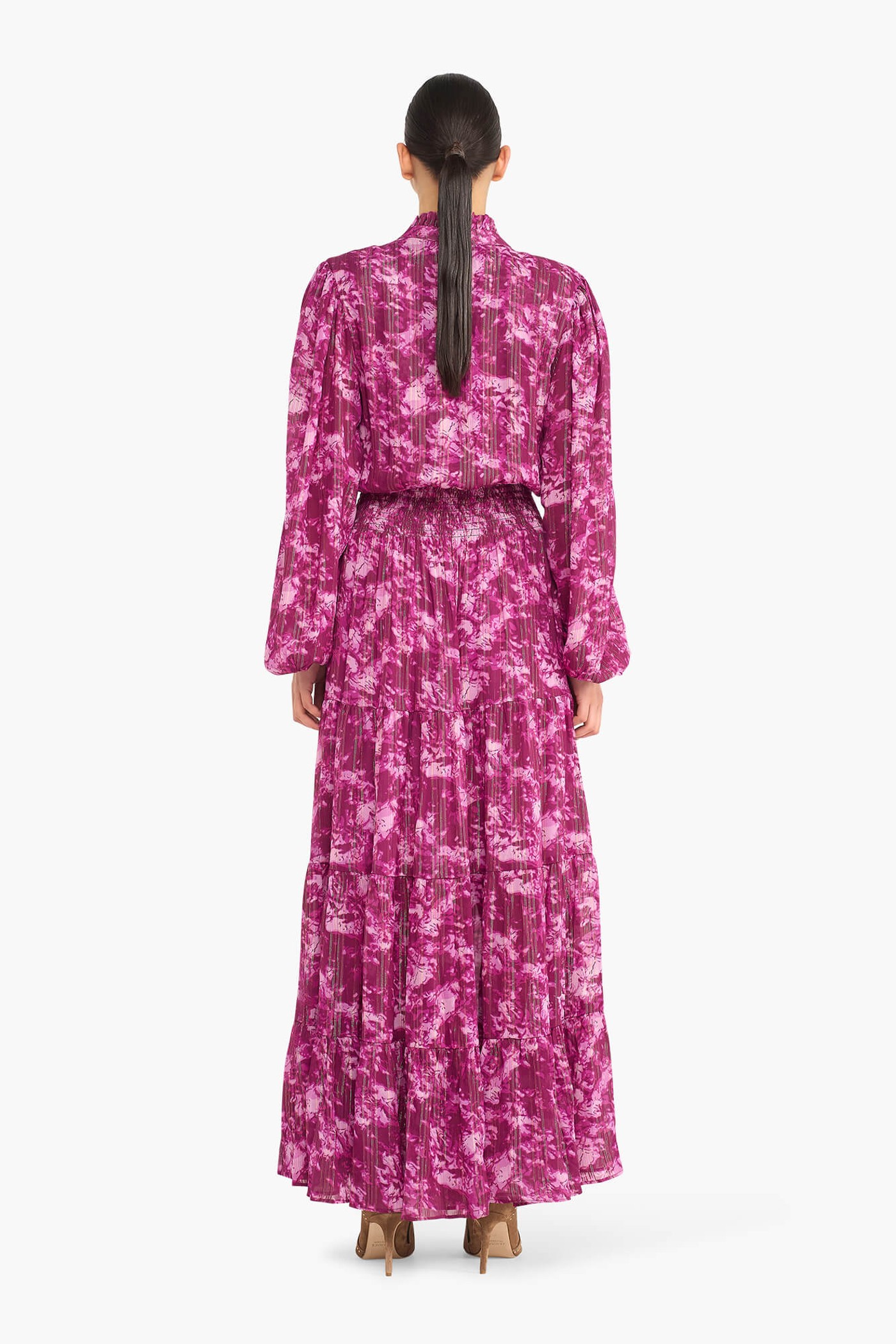 Jurk Lang Print Lurex Walter Paars