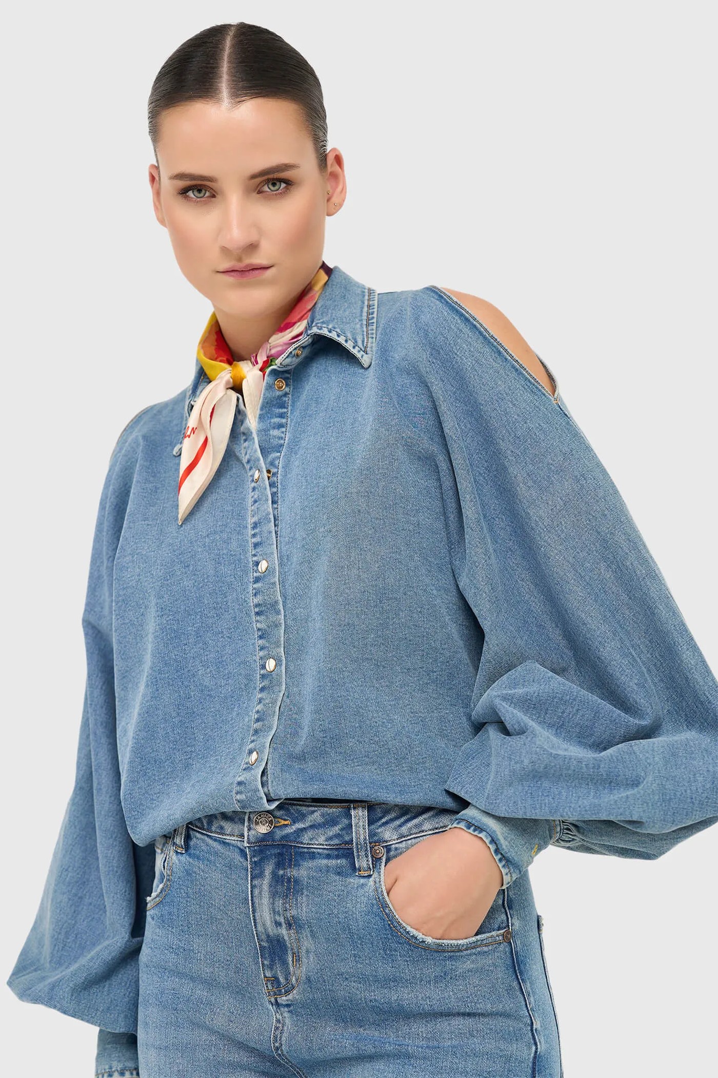 Blouse Dames Wijde Mouw Pof Stone 786