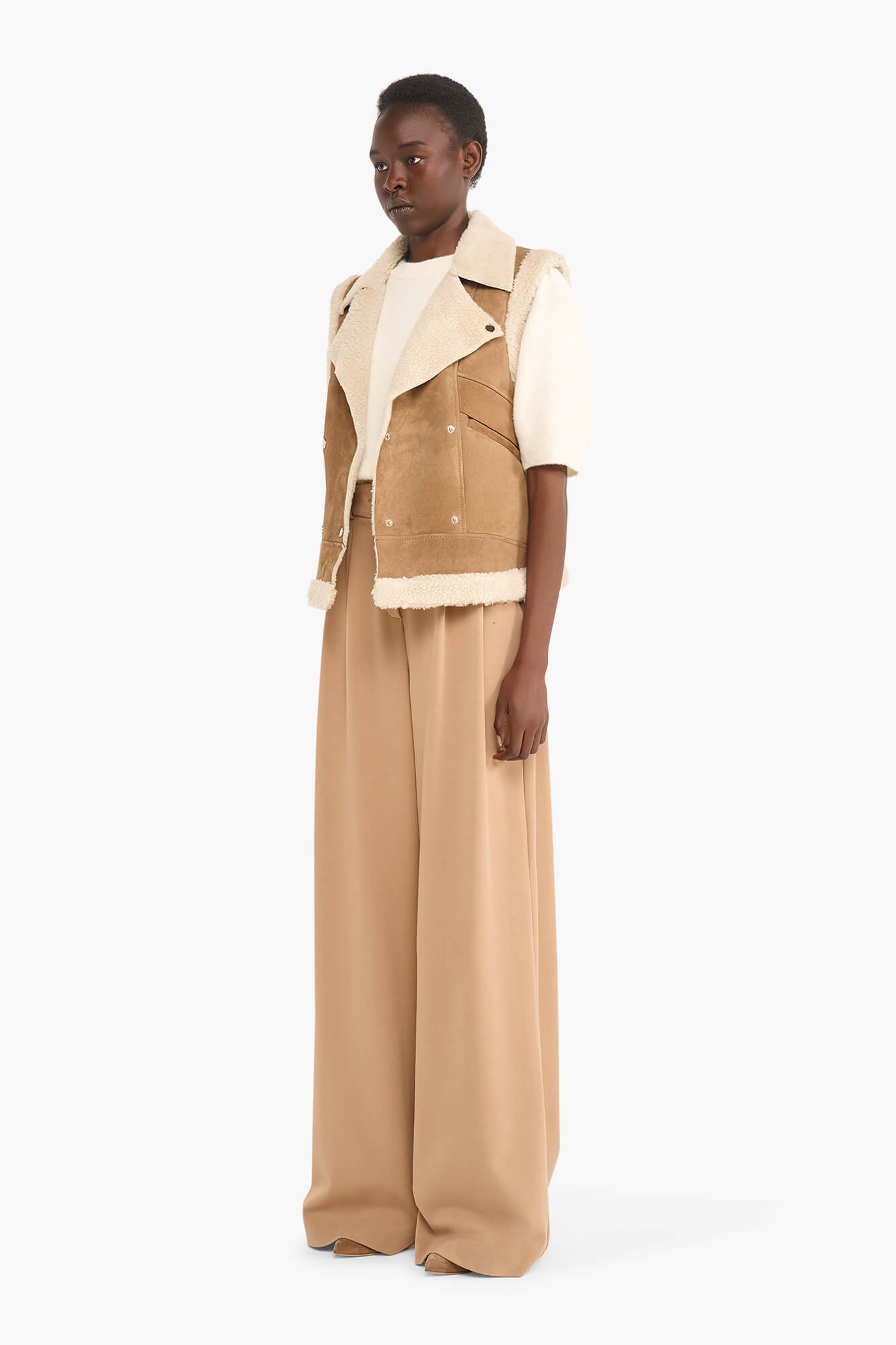 Lammy Dames Vest Suede Nick Cognac