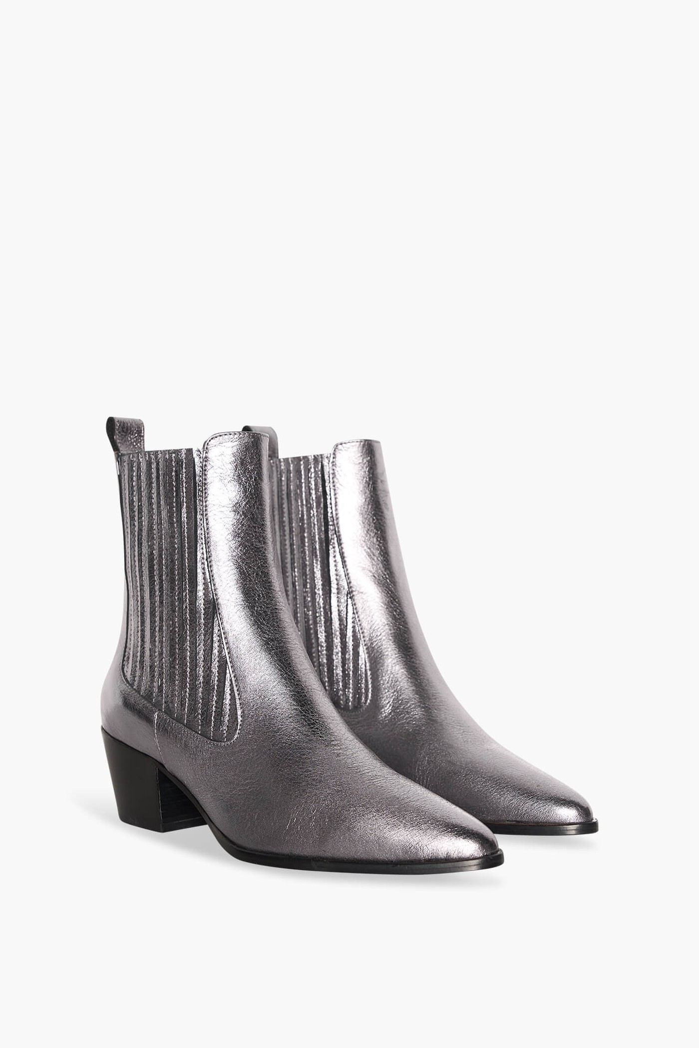 Enkellaars Western Dames Leer Colt Zilver Metallic