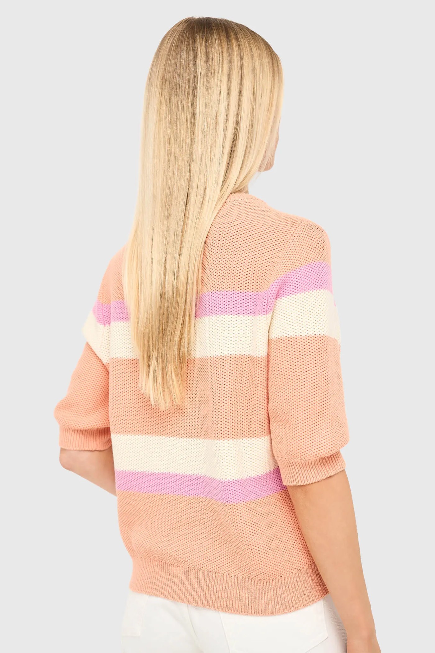 Gestreept Katoenen Dames Truitje Dominic Peach