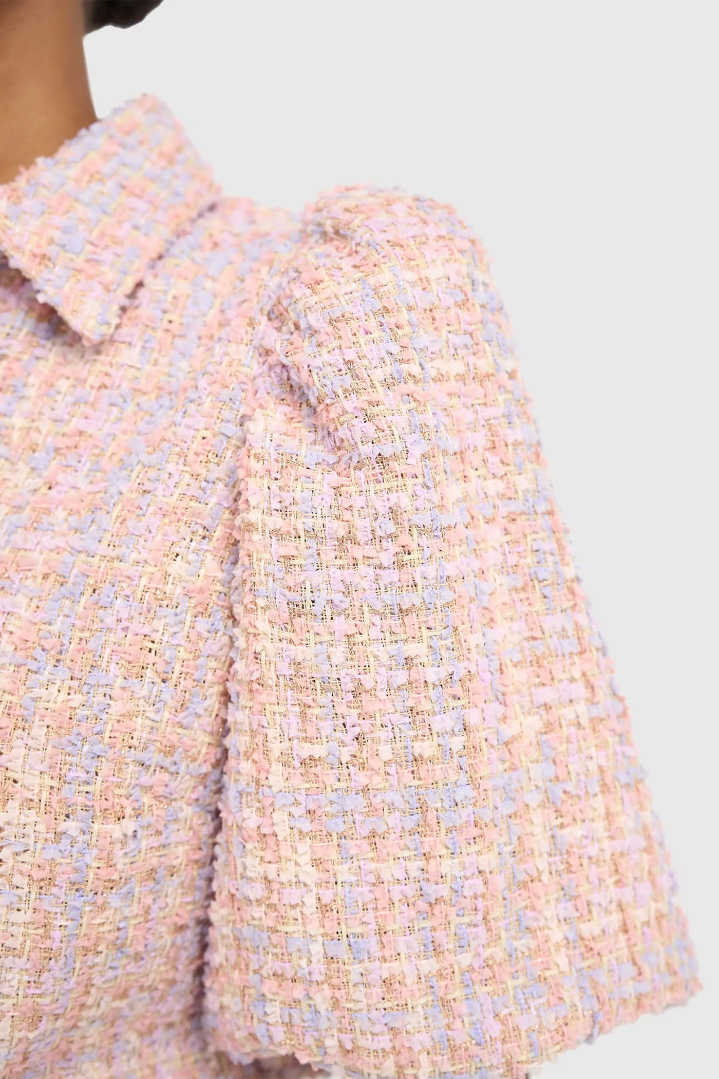 Blouse Dames Pof Mouw Tweed Lars Lila