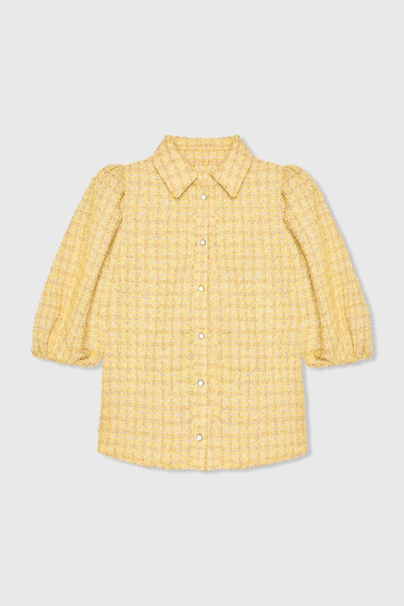 Blouse Dames Pof Mouw Tweed Lars Geel