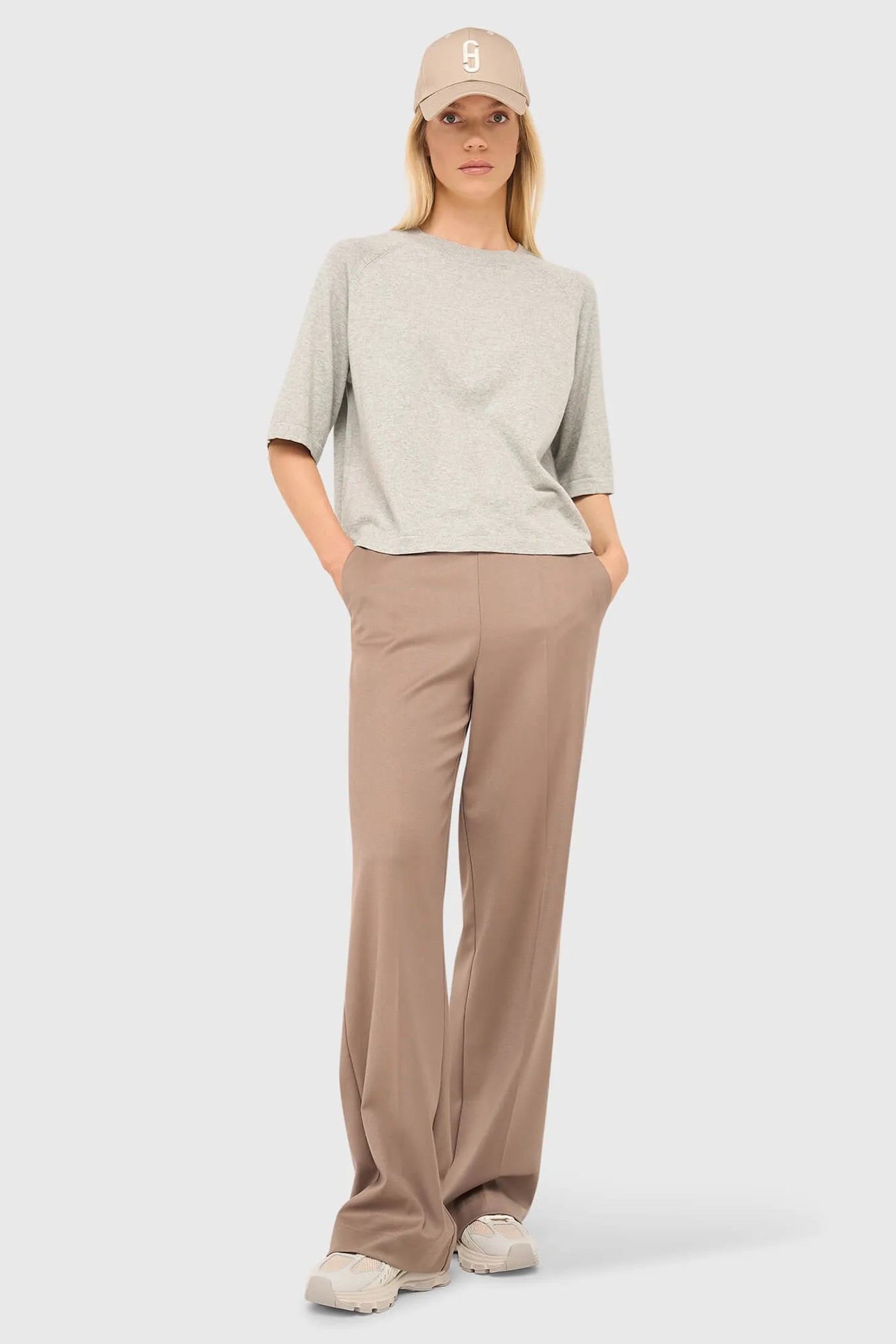 Katoen Cashmere Gebreid Truitje Moss Grijs
