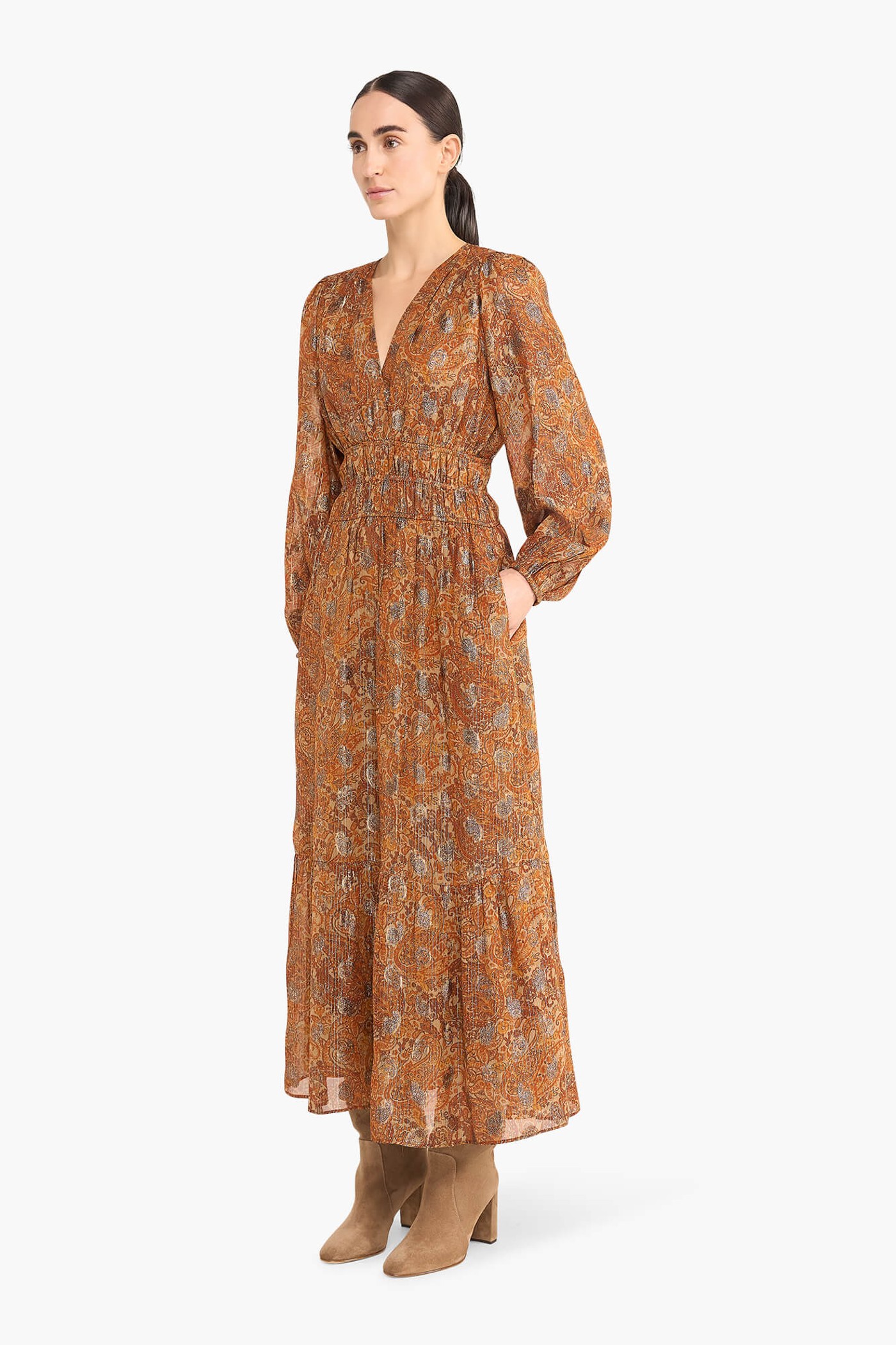 Jurk Lang Lurex Elastiek Milan Paisley
