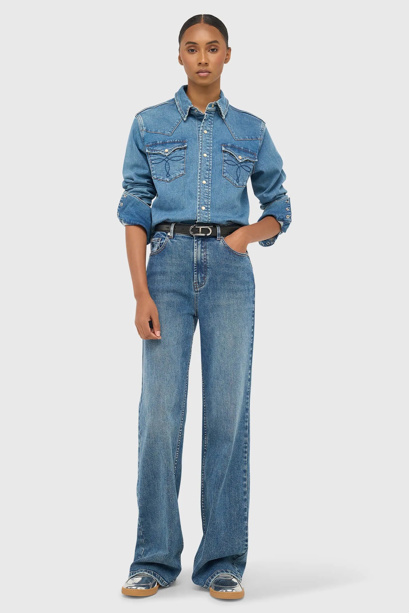 Jeans Dames Rechte Pijp High Rise Stretch Jason Blauw 932