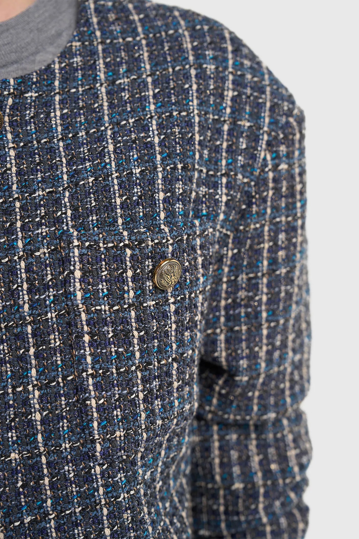 Kimono Jas Dames Tweed Blauw Harley