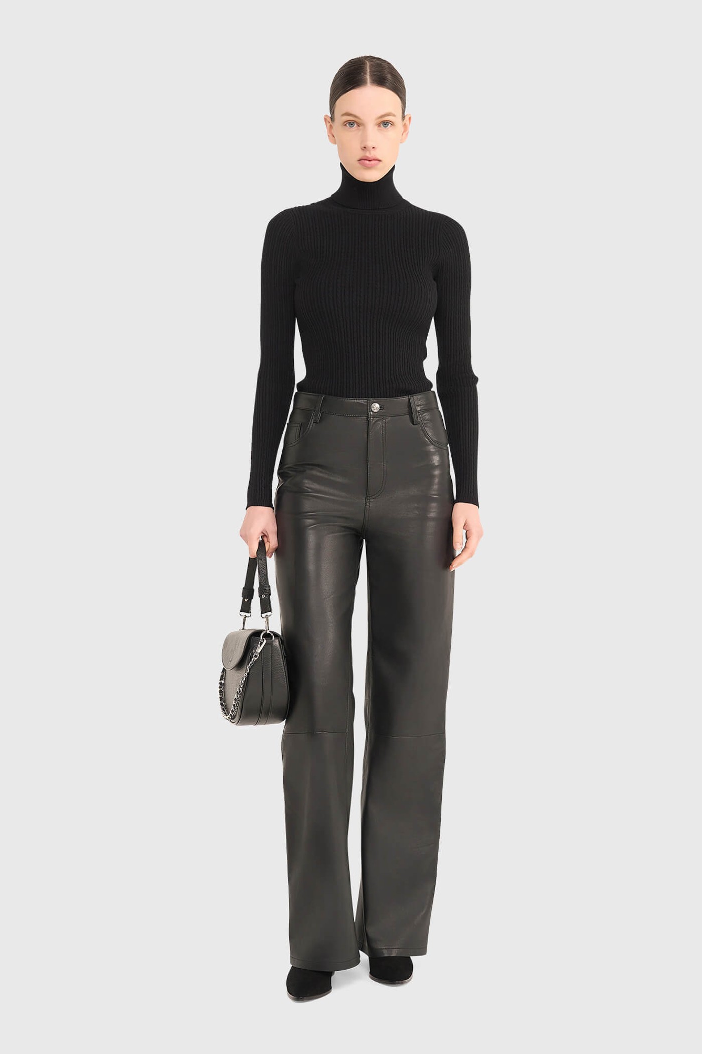 LEREN BROEK DAMES RECHTE PIJP JASON ZWART