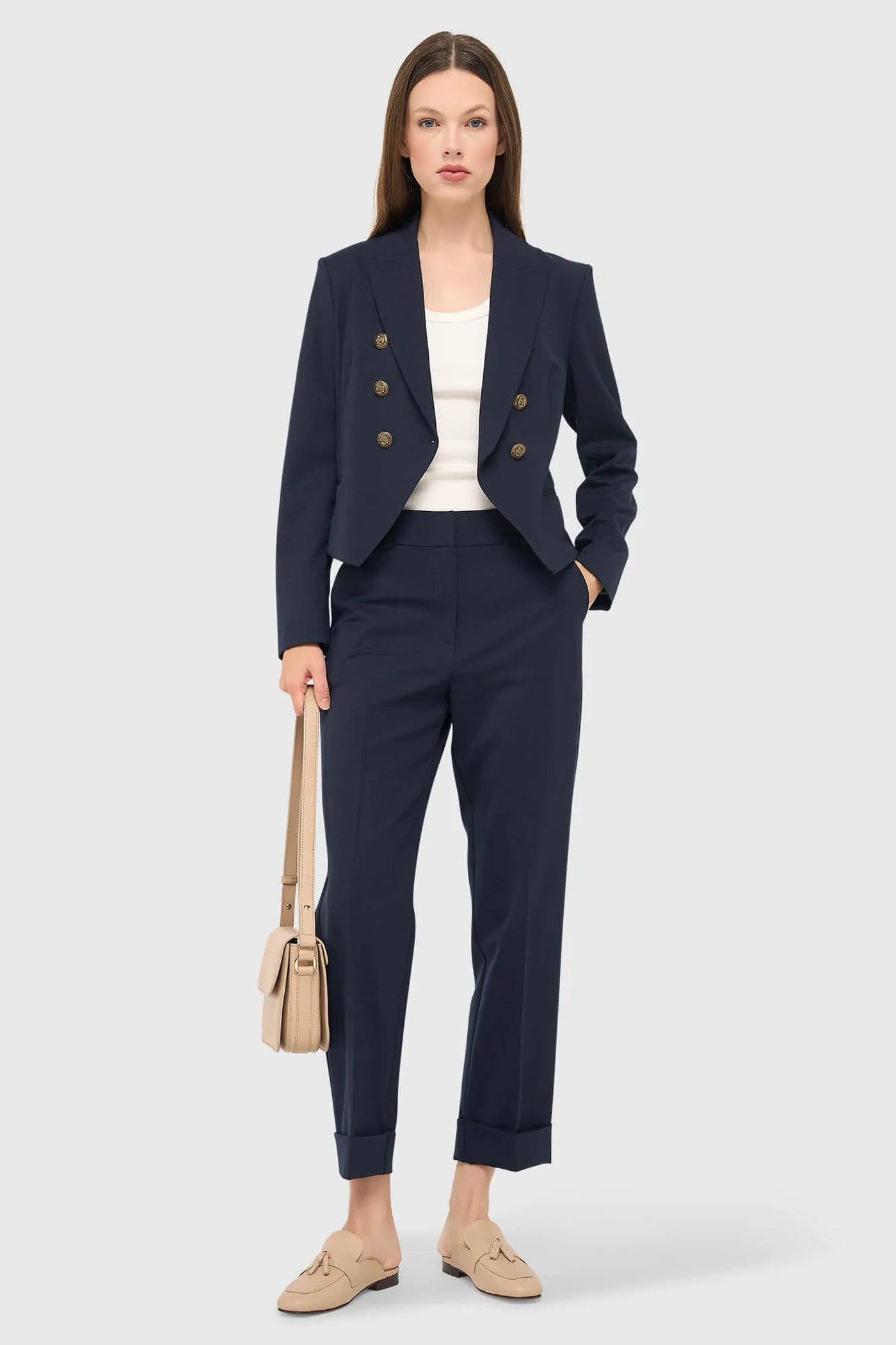 Broek Dames Steekzakken Donker Blauw Sean