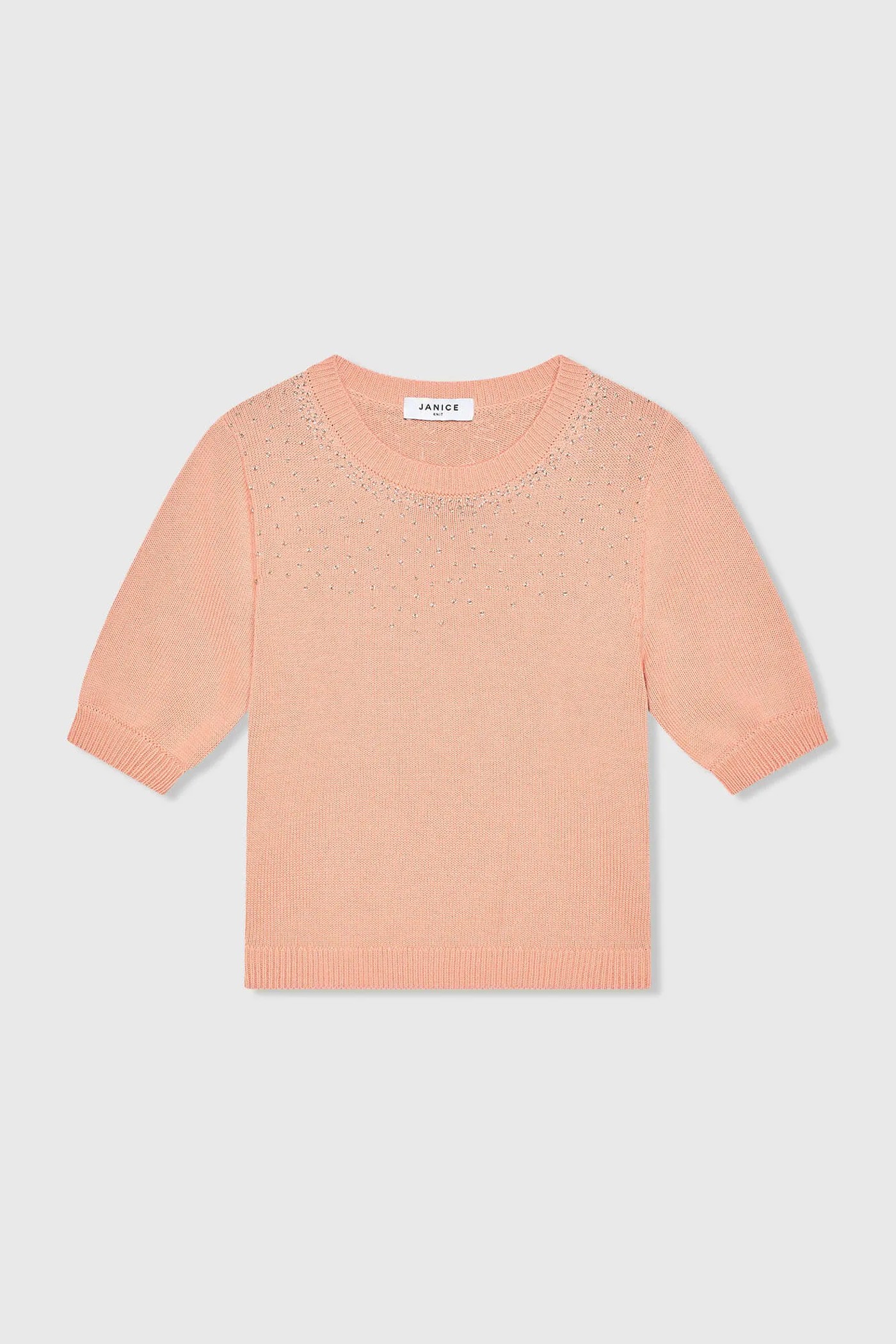 Peach Katoenen Dames Truitje Met Steentjes Barret
