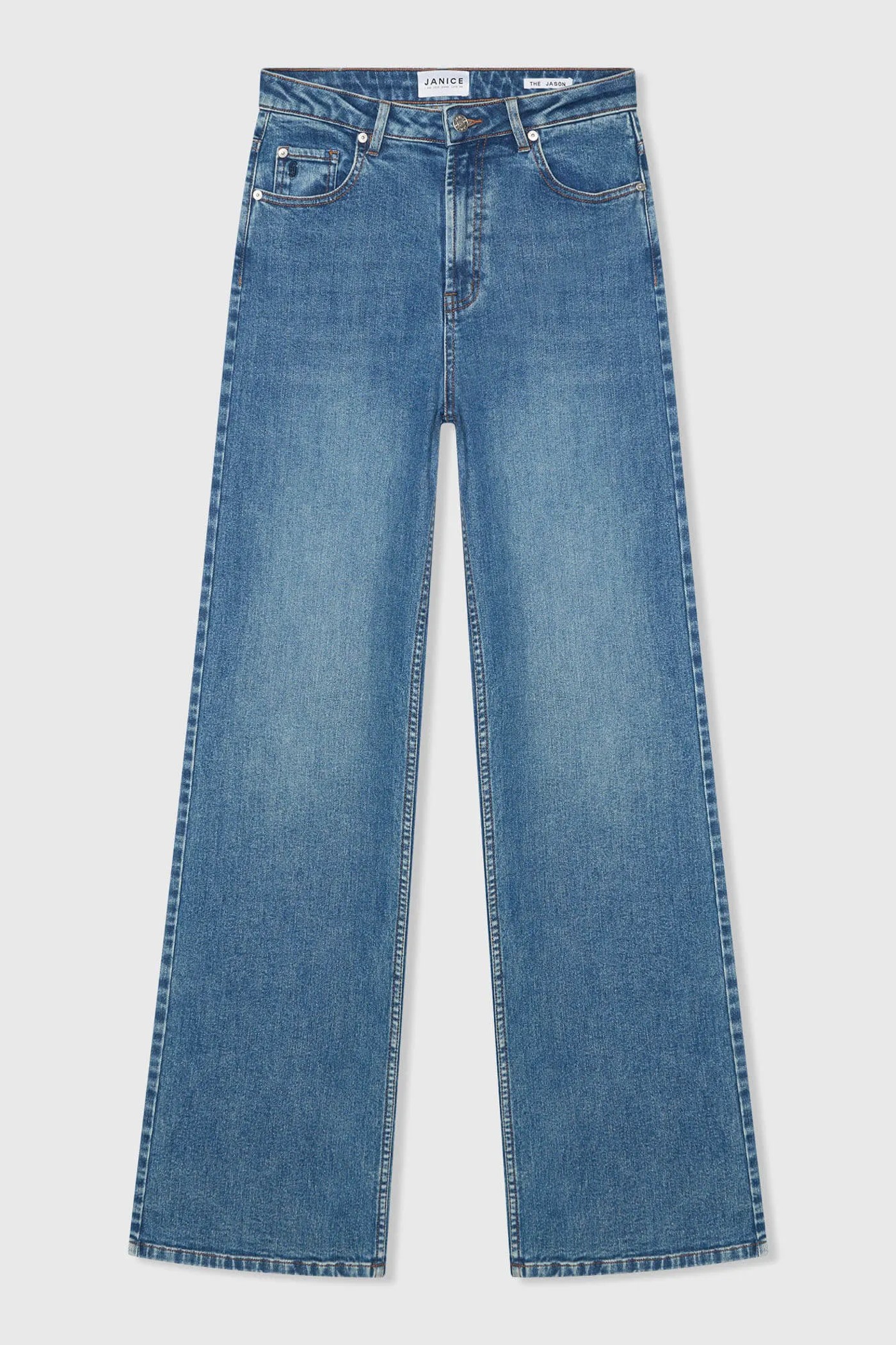 Jeans Dames Rechte Pijp High Rise Stretch Jason Blauw 932