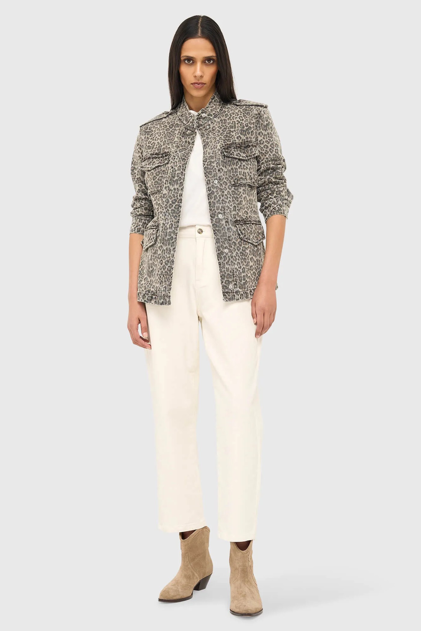 Panterprint Denim Spijkerjas Dames Dwayne