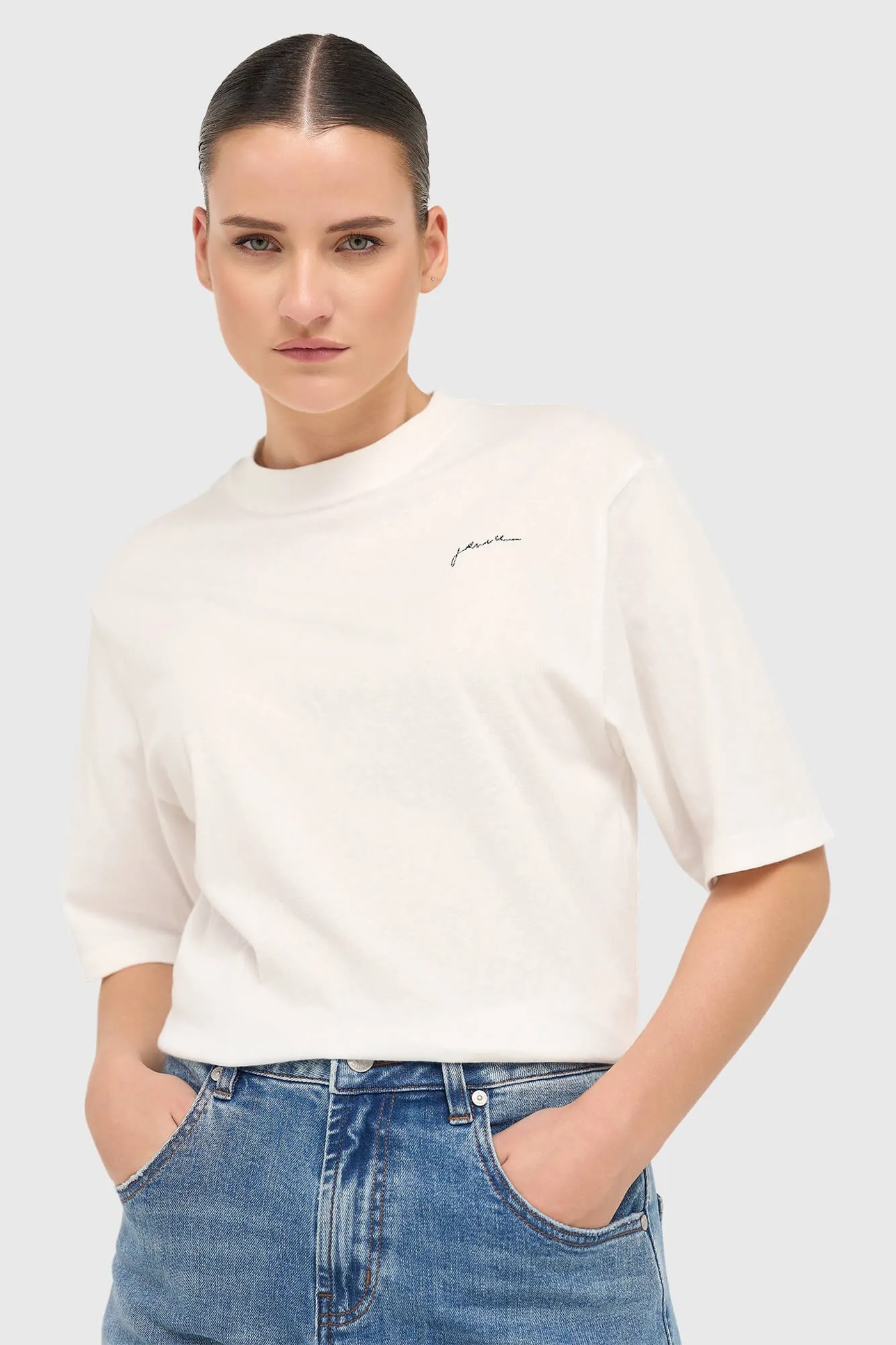 Wit Dames Shirt Katoen Adam Tekst