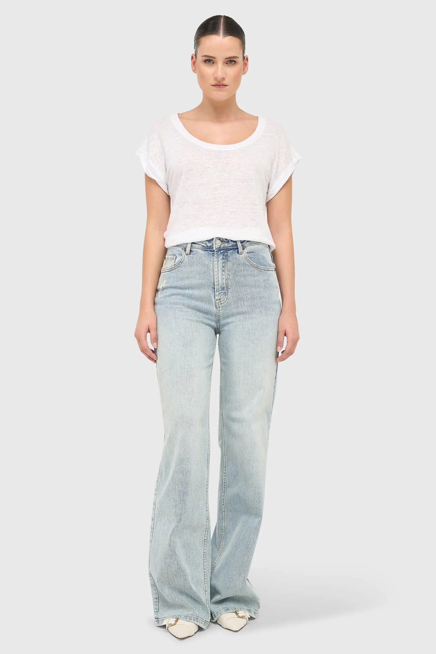 Jeans Dames Rechte Pijp High Rise Stretch Jason Blauw 565