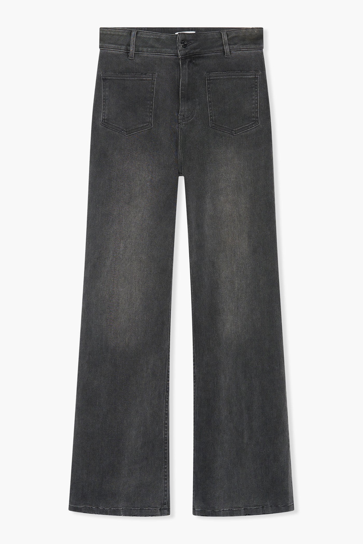 High Rise Dames Jeans Rechte Pijp Flared Jagger Grijs 415