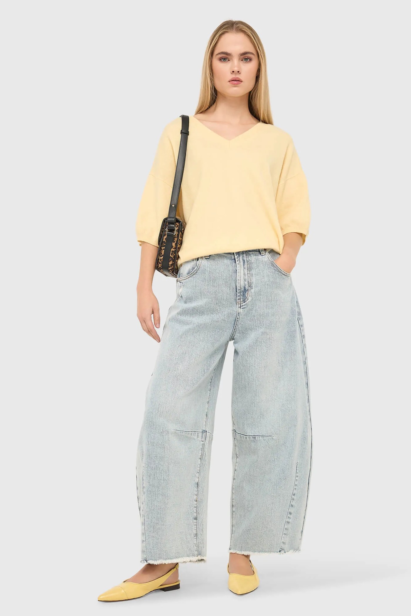 Barrel Jeans Dames Mid Rise Stretch Blauw 565 Billy