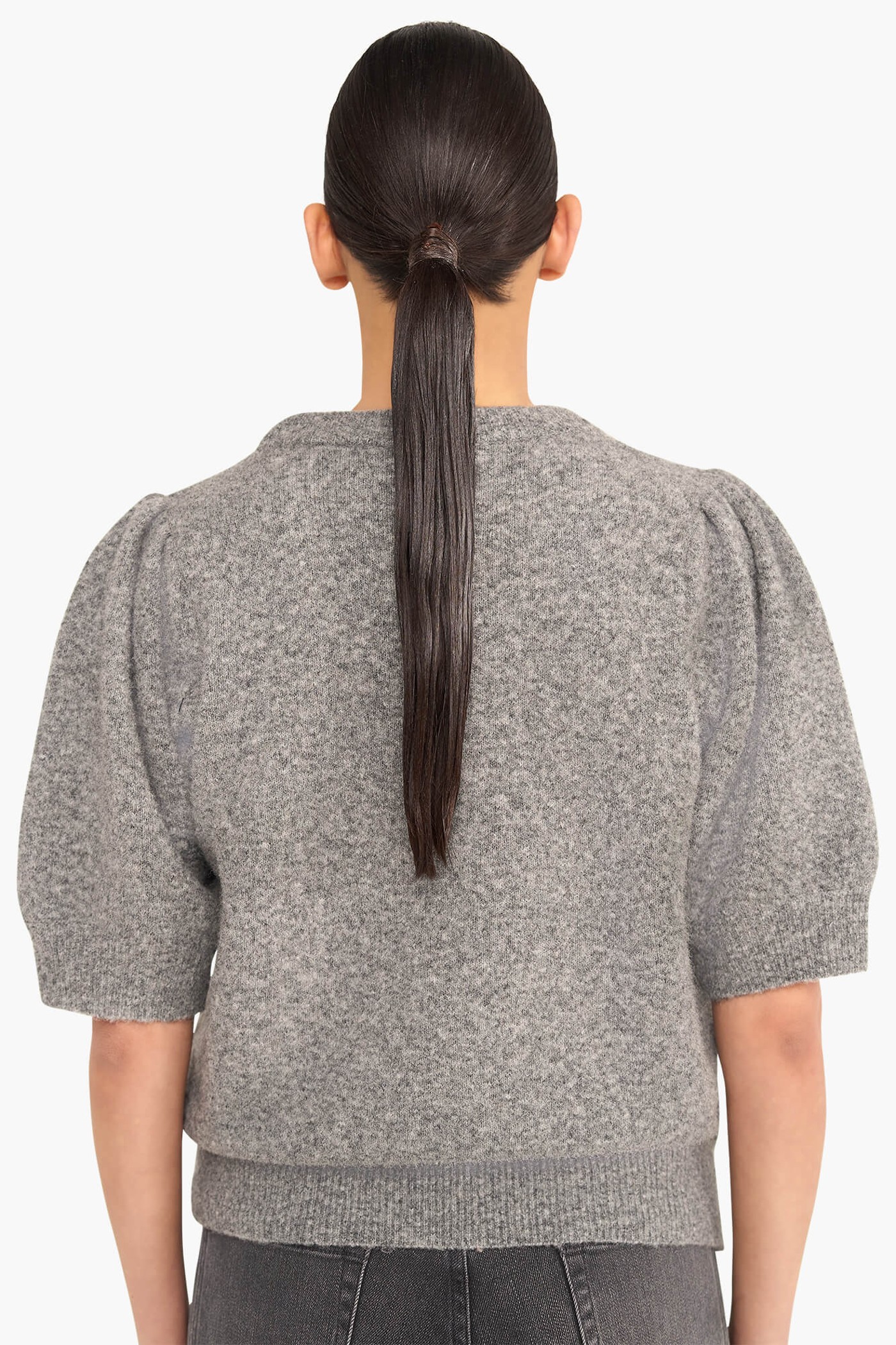 Merino Wollen Truitje Pof Mouw Peyton Grijs