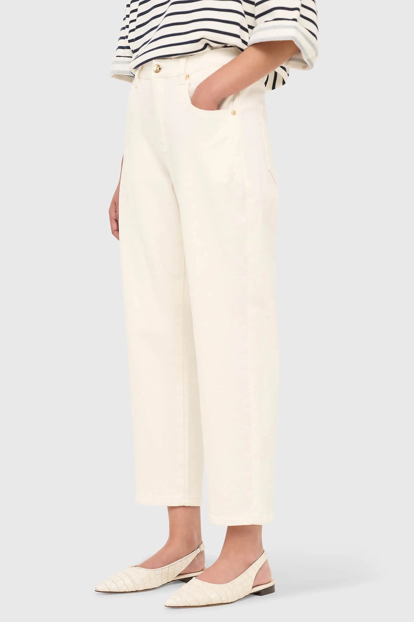 Boyfriend Jeans Dames Mid Rise Stretch Bailey Off White 264